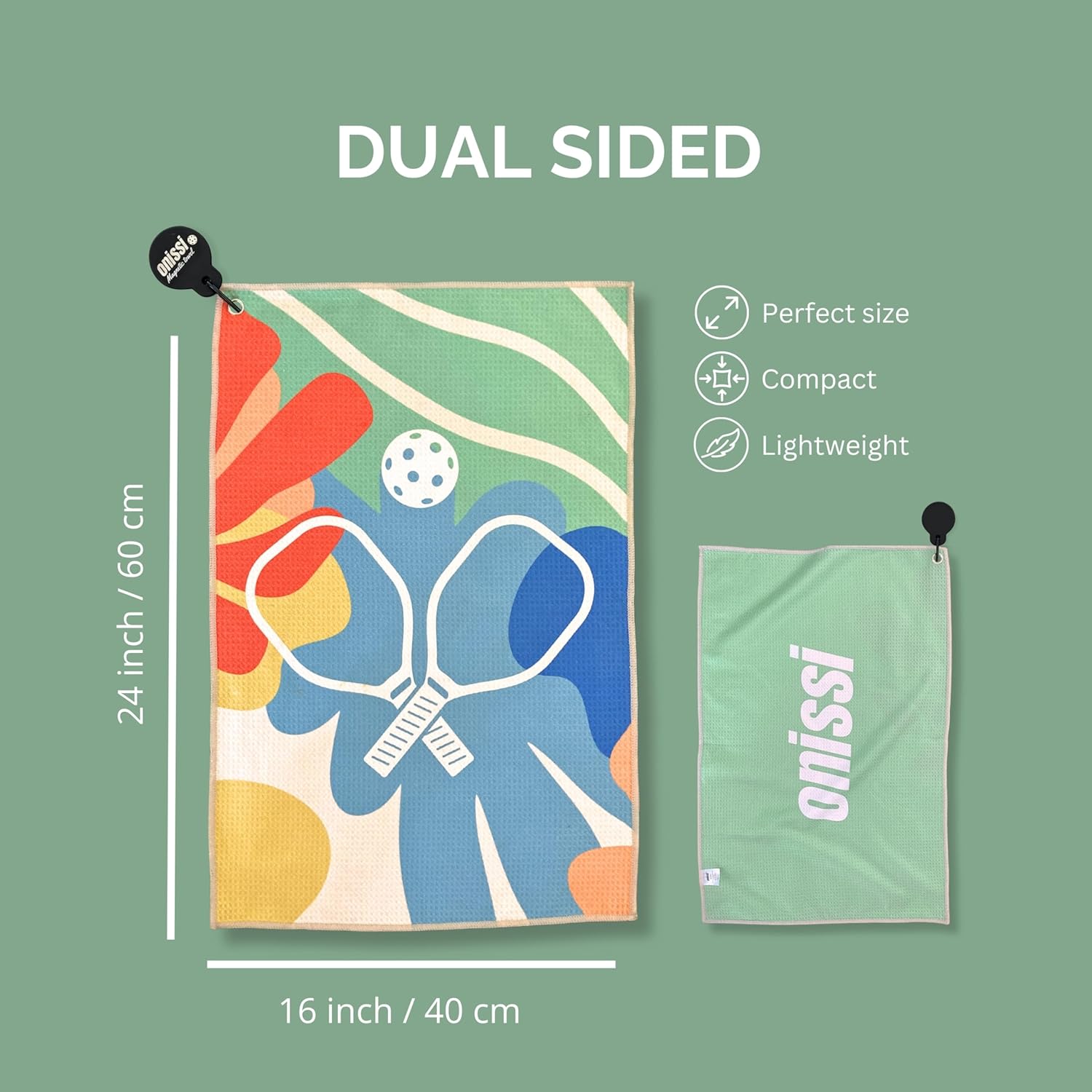 ONISSI Magnetic Pickleball Towel with Clip | Microfiber Sweat Towels for Men and Women | Trendy Accessories and Gifts for Pickleball Lovers