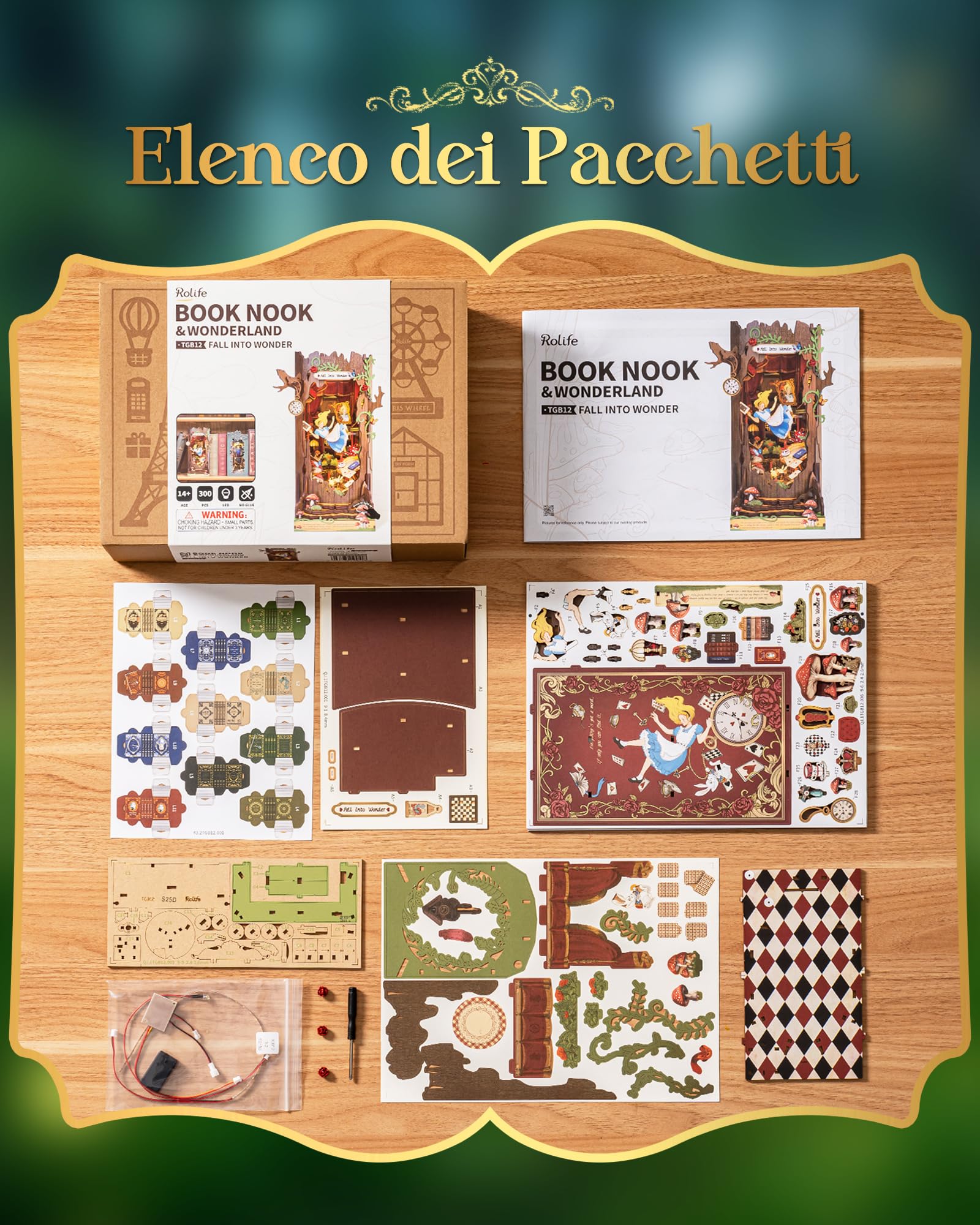 Rolife Book Nook Fall into Wonder Casa de Muñecas para Decoración de Escritorios, Puzzle 3D Adultos, Boooknook con Ilusión de Espejo, Cumpleaños