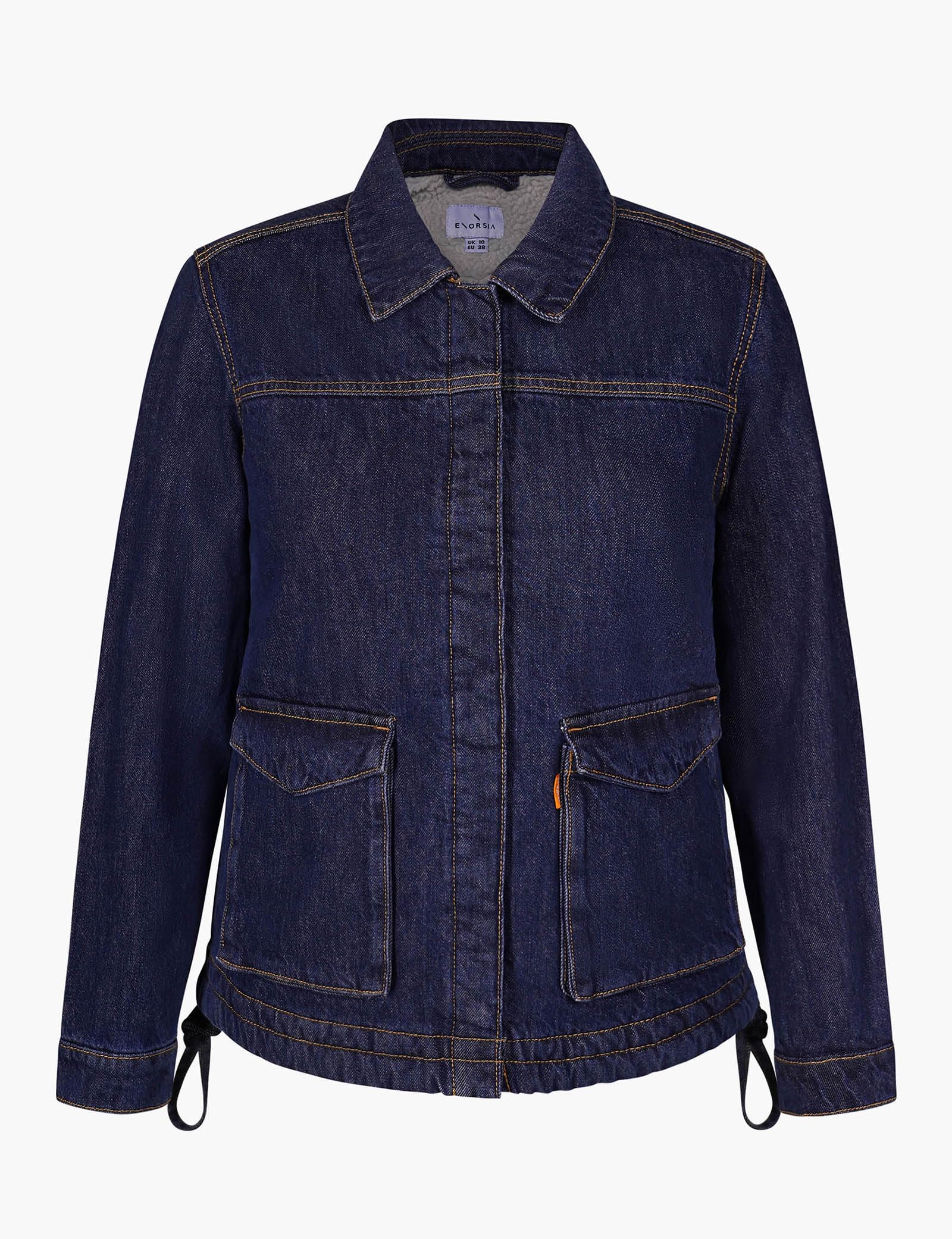 Chaqueta de mezclilla para mujer con forro Borg, ajuste holgado con forro de sherpa, cinturón ajustable, cierre de botón a presión y bolsillos con solapa, capas elegantes para climas fríos