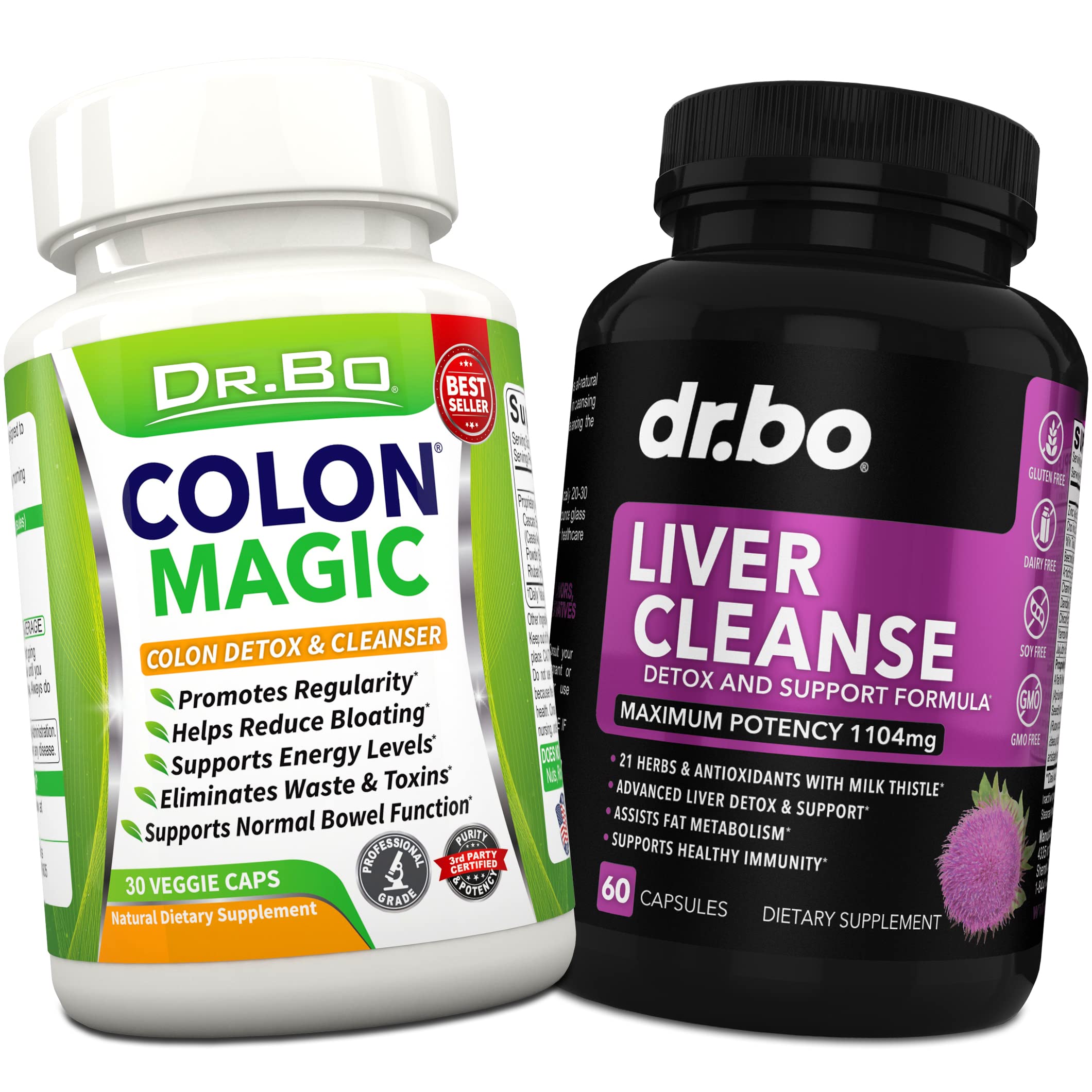 Colon Cleanse & Liver Cleanse Detox Support Supplement - Natural Bowel Cleanser Pills for Intestinal Bloating & Daily Constipation Relief - Milk Thistle Dandelion Caps & Aid Gallbladder Supplements