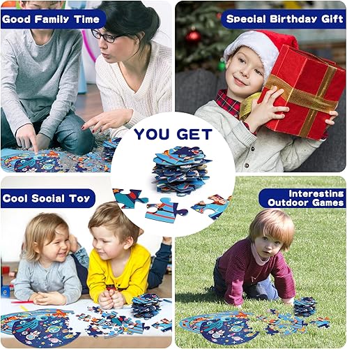 Miniatura 6 de Rompecabezas de suelo adecuado para niños de 3 a 10 años, único rompecabezas de arte grande con forma de animal irregular adecuado para niños y