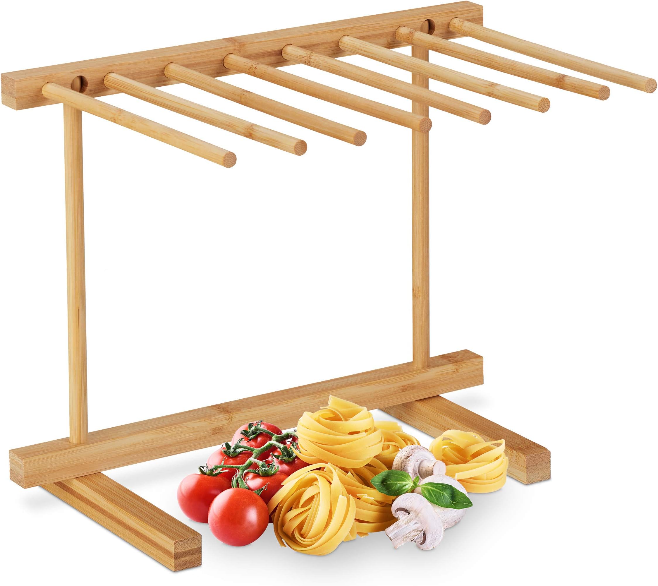 Séchoir à pâtes - YNKKVRE - Pliable - 10 barres - Compact - ABS alimentaire (Jaune) - Maison