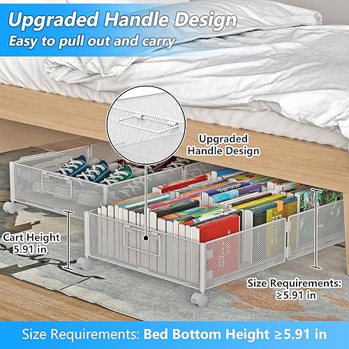 Miniatura 3 de Contenedores de almacenamiento debajo de la cama, almacenamiento debajo de la cama con ruedas, organizador de zapatos debajo de la cama con asas,