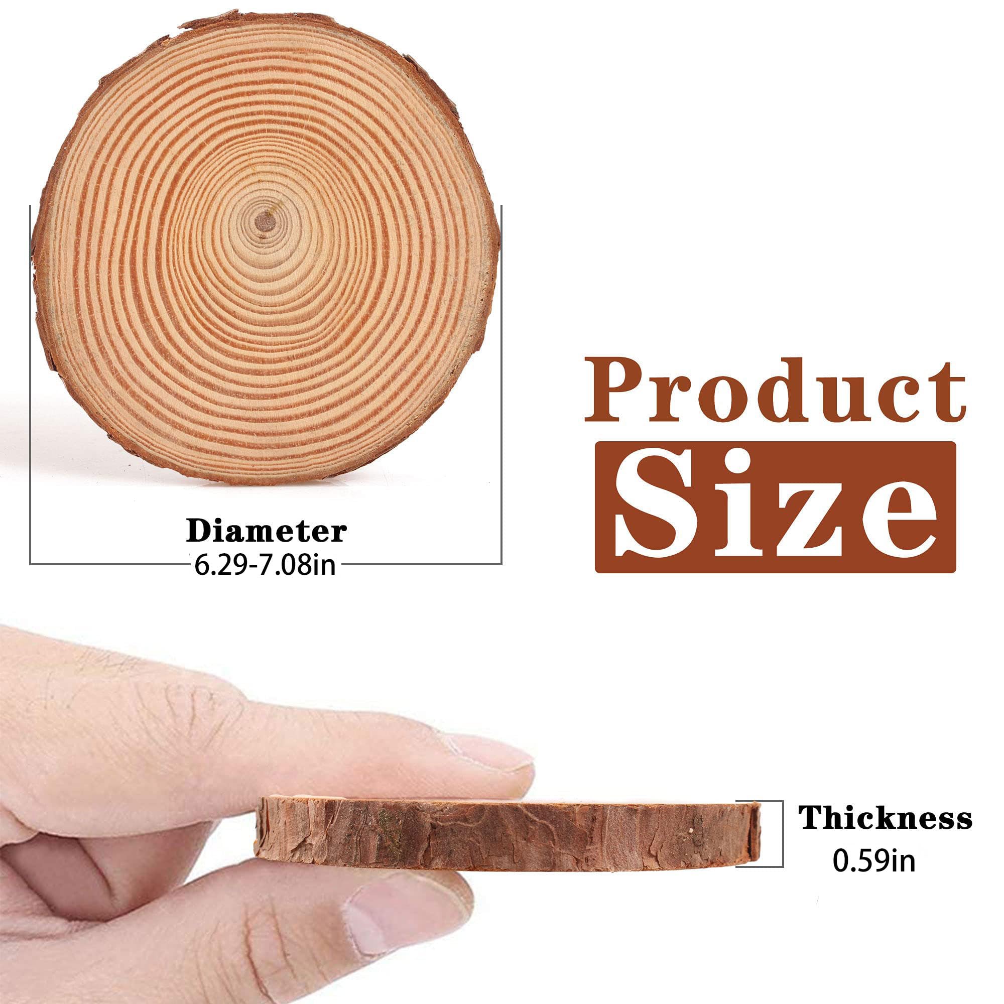10 Stück Unlackierte Naturholzscheiben, Runde Holzscheiben Mit Baumrinde, Holzrunden Zum Basteln Von Weihnachtsschmuck, Holzkreise Für Rustikale Hoch(Size:6.29-7.08in（16-18cm） thickness 0.59in（1.5cm）)