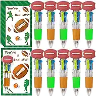 Mepmela Football Party Favor 36Pack Multicolor Pen in One Fun 4-in-1 Cute Pens with Motivational Cards Bulk Football Cool Ballpoint Pens for Birthday Party Goodie Bags Stuffers Team Gifts