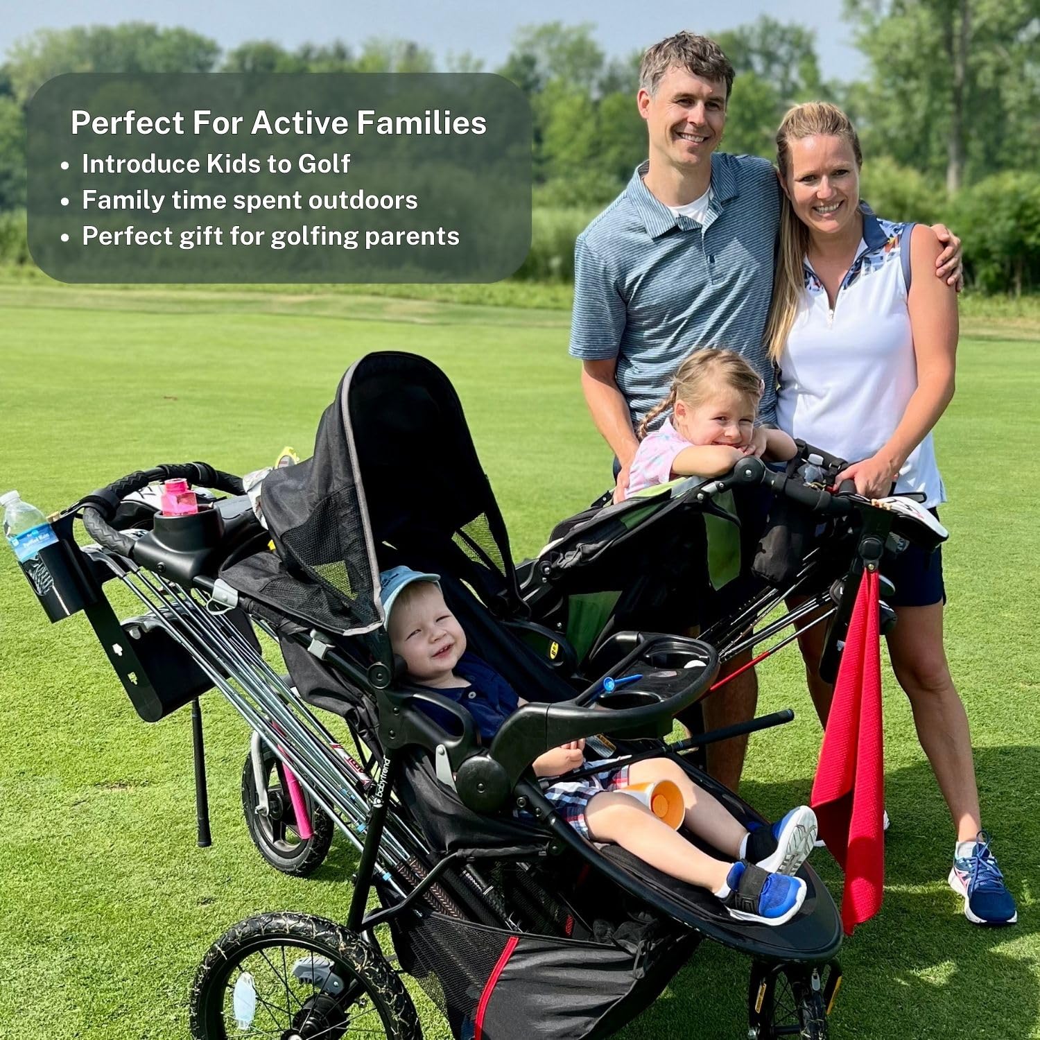 Golf Stroller Attachment - Easy Setup Universal Fit Golf Club Holder for Strollers Introduces Kids to Golf Encourages Early Golf Skills Perfect Golf Gift for Parents product thumbnail 7