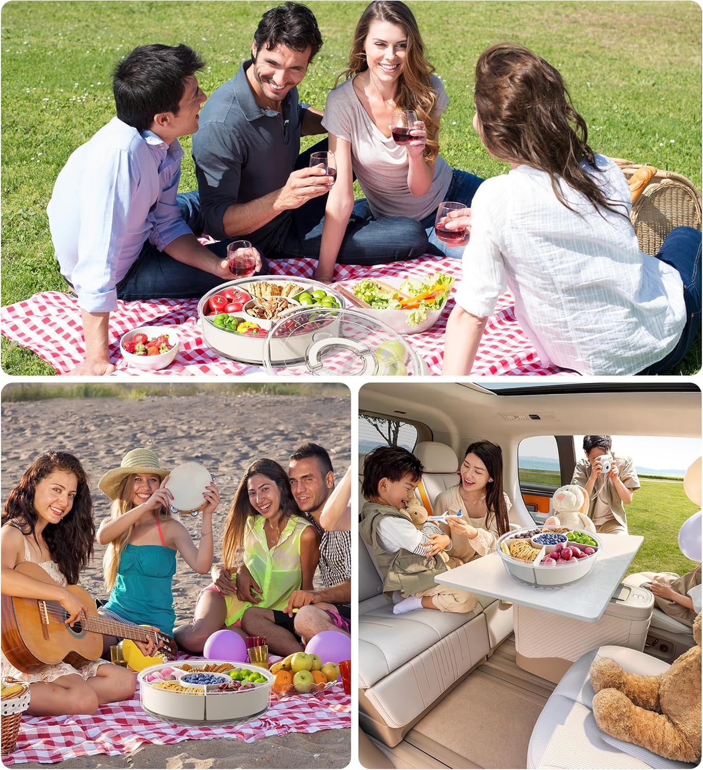 Boîte à Casse-croûte Avec Couvercle Et Poignée, Rotative, Organiseur De