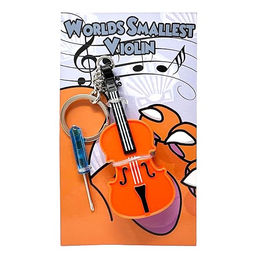 MunnyGrubbers - Original World's Smallest Violin Toy Keychain With Playable Sad Music - Tiny Mini Violin Keychain with Sound