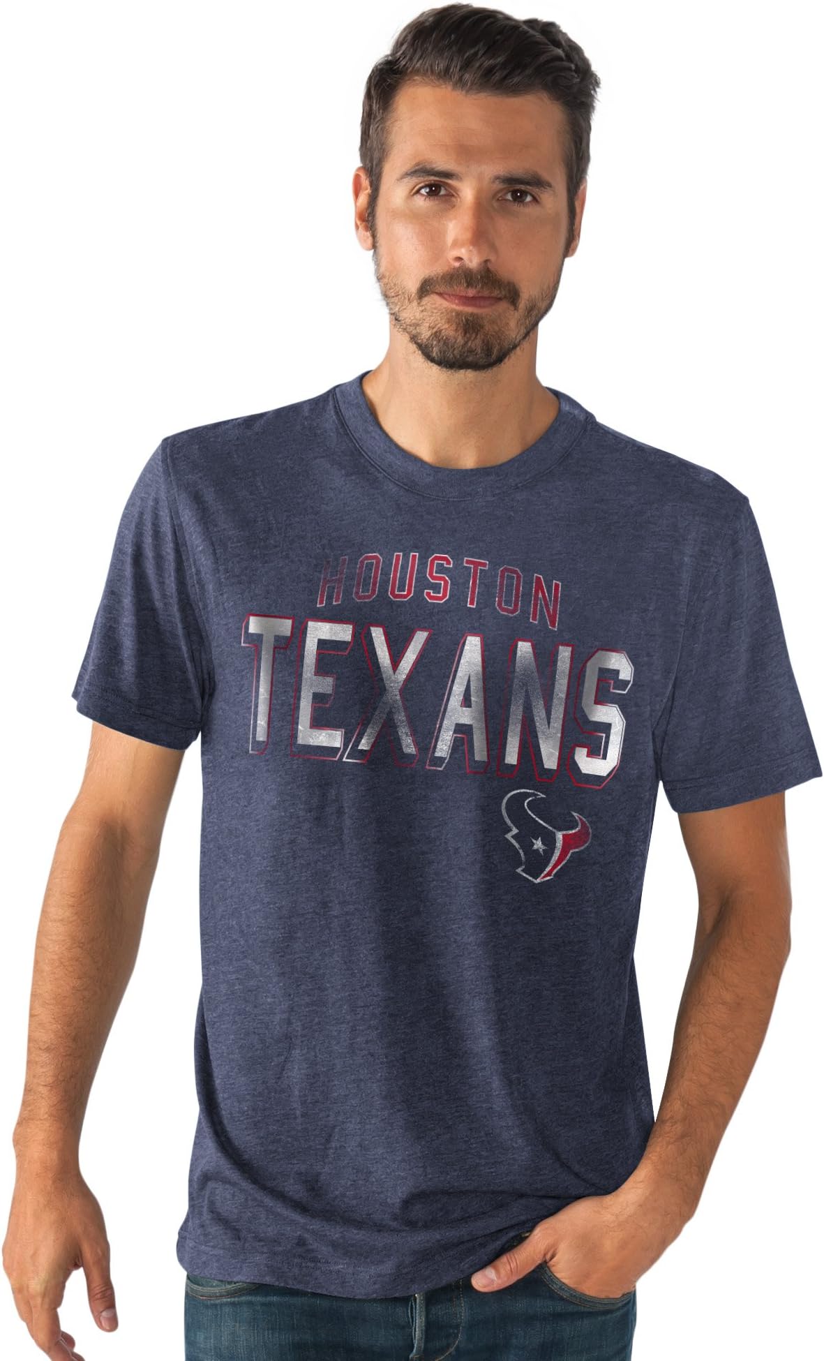 NFL Men's Line Up Tri-Blend Short Sleeve T-shirt (Small, Houston Texans)