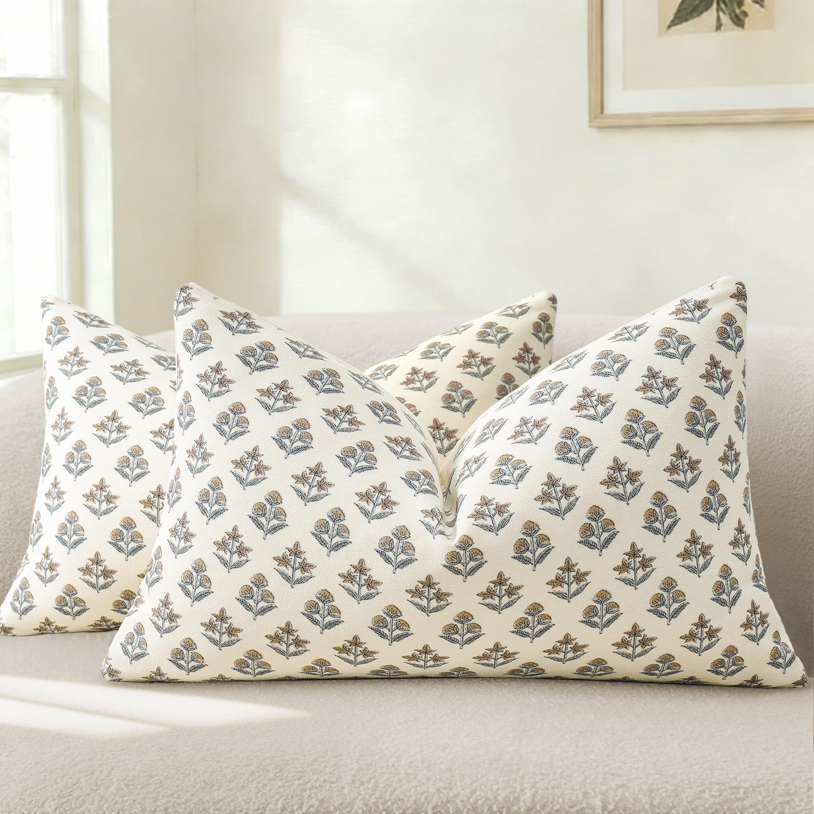 YCOLL Modernes Botanisches Vintage-Design Kissenbezug 2er Set Blumen Kissenbezüge, Sofakissen, Dekokissen für Sofa, Couch, Stuhl, Bett, Wohnzimmer Heimdekoration