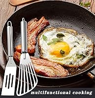 Vista 5 de Juego de 4 espátulas de servir mini brownies para servir con espátula de pescado y mini espátula de acero inoxidable, antiadherente, fácil