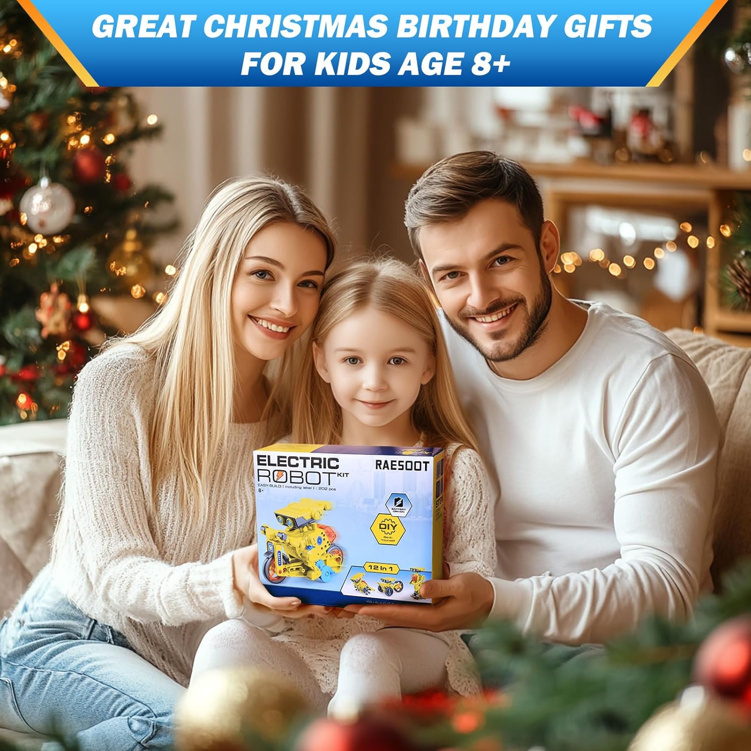 RAESOOT STEM Toys for Kids Age 8-13, 12-in-1 Robot Building Toys Science Kits with Rechargeable Battery, Christmas Birthday Gifts for 8 9 10 11 12 14 Year Old Boys Girls