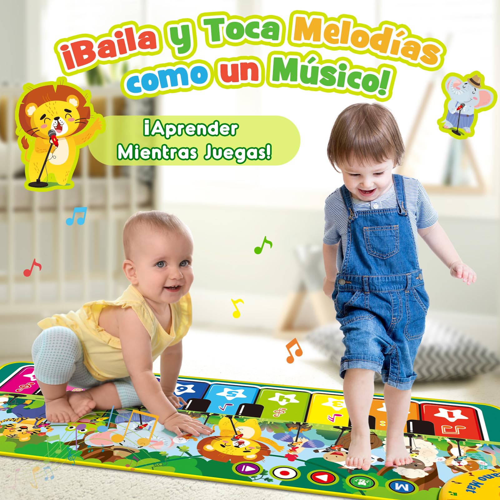 Gralal Juguetes Niños 1 Año, Alfombra Musical con 10 Sonidos De Animales Juguetes Regalo 1 2 Niños Niña Años, Piano Infantil Juegos Juguetes Montessori Educativos Sensoriales Bebe 1 Año — view 3