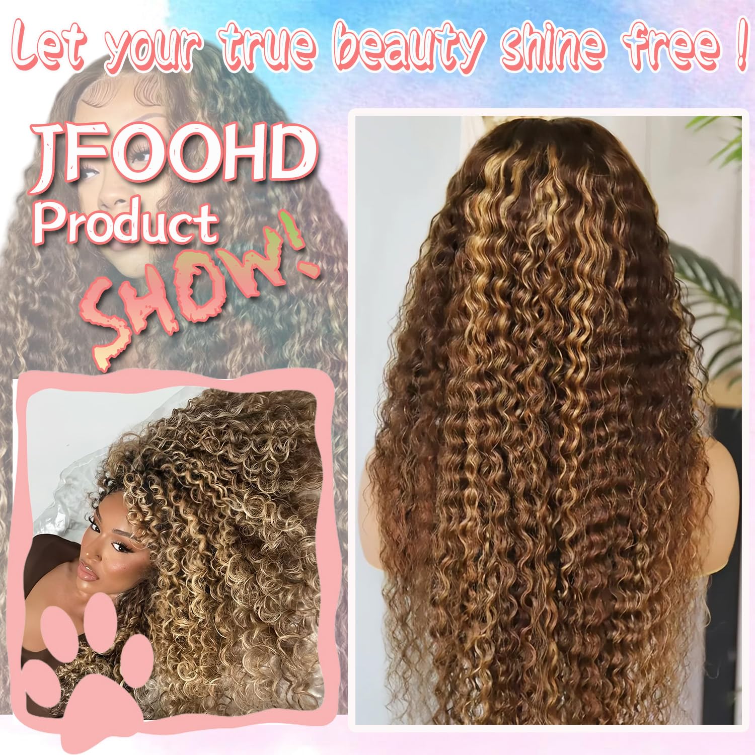 Highlight Ombre 13x4 HD Deep Wave Lace Front Wigs Human Hair 180% Density Honey Blonde Wig Human Hair Pre Plucked 4/27 Lace Frontal Wigs 34 Inch