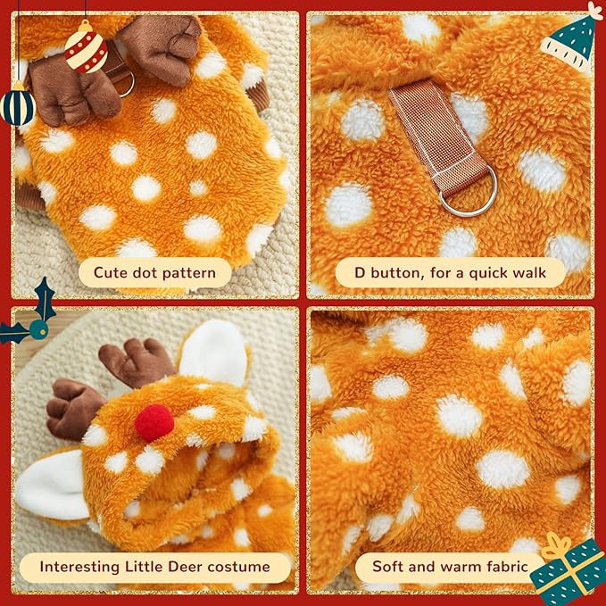 Suéter Navideño para Perro con Capucha Disfraz de Alce, Abrigo de Invierno miniatura 6