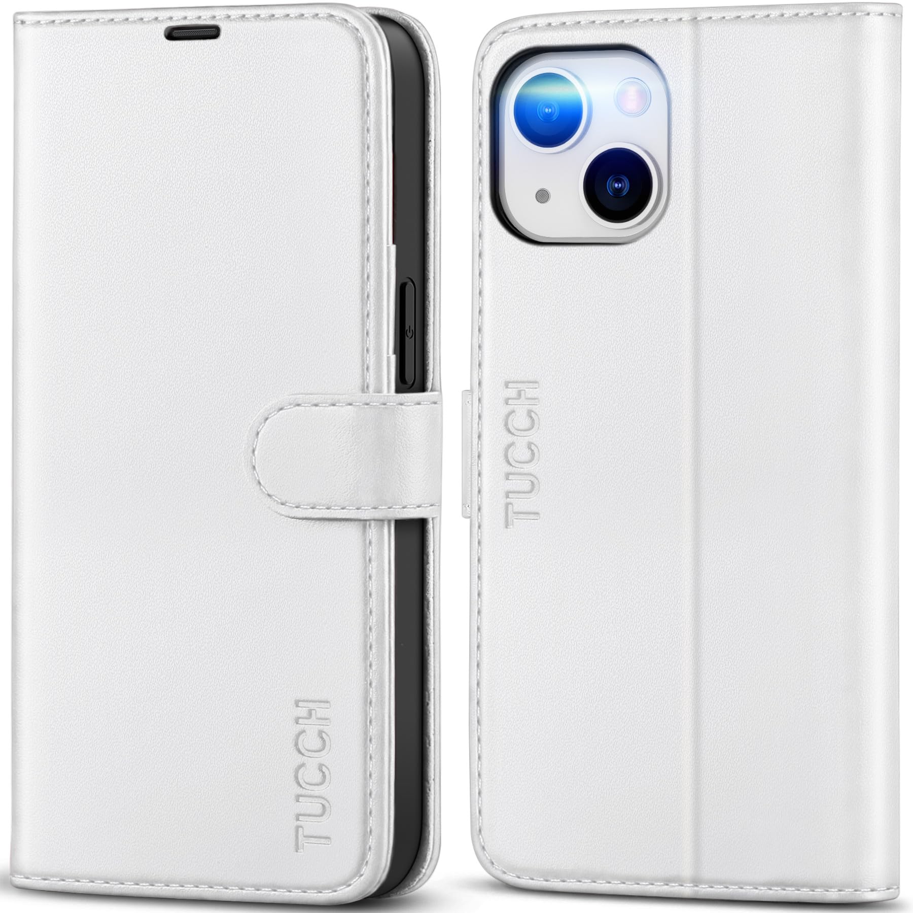Coque iPhone 13 en cuir synthétique blanc finition premium - 7