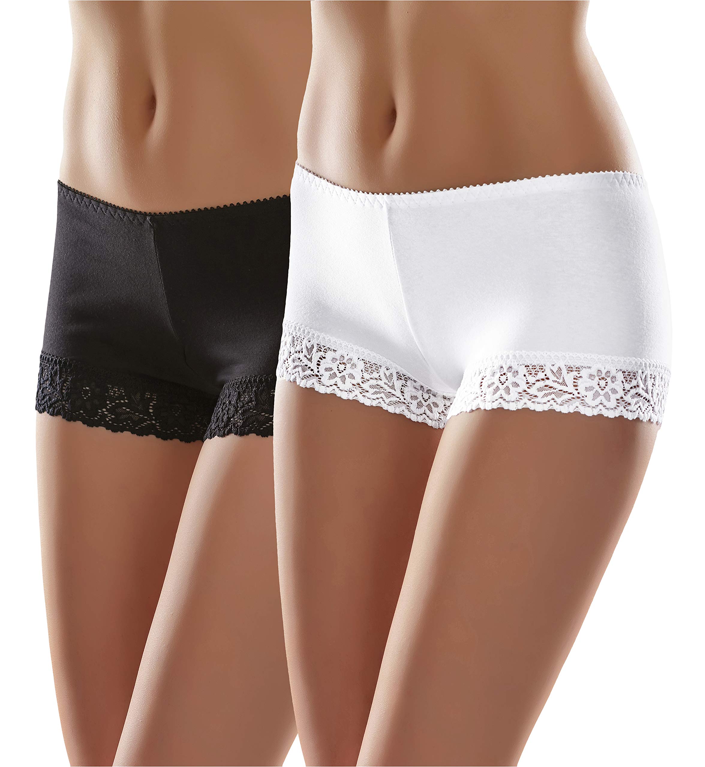 Merry Style Damen Boxershorts aus Baumwolle mit Spitze atmungsaktive Unterhose mit kürzerem Bein weiche Damen Unterwäsche MSGAB55