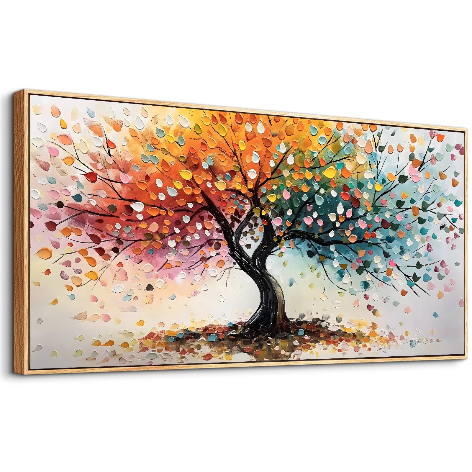 MHARTK66 Cuadros Decoracion Salon Modernos Con Marco Madera, 50x100 cm Grandes Laminas Decorativas Pared Dormitorios, Lienzos Decorativos Pared Árbol de la Vida Colorido, Wall Art Comedor Pasillo Baño
