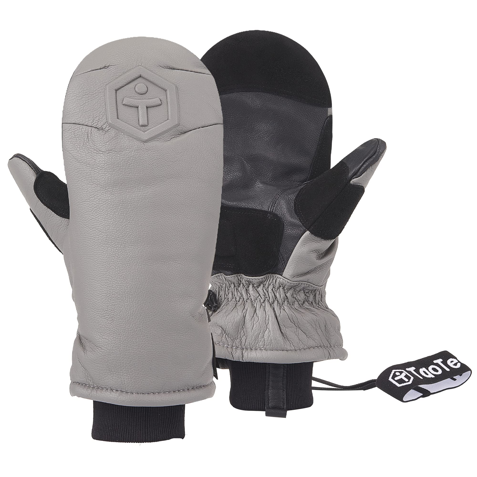 TaoTechSnowboard Gloves Mittens Genuine Leather Equipped with Wrist Guard Men's Women's Ski Gloves with Protector and Inner