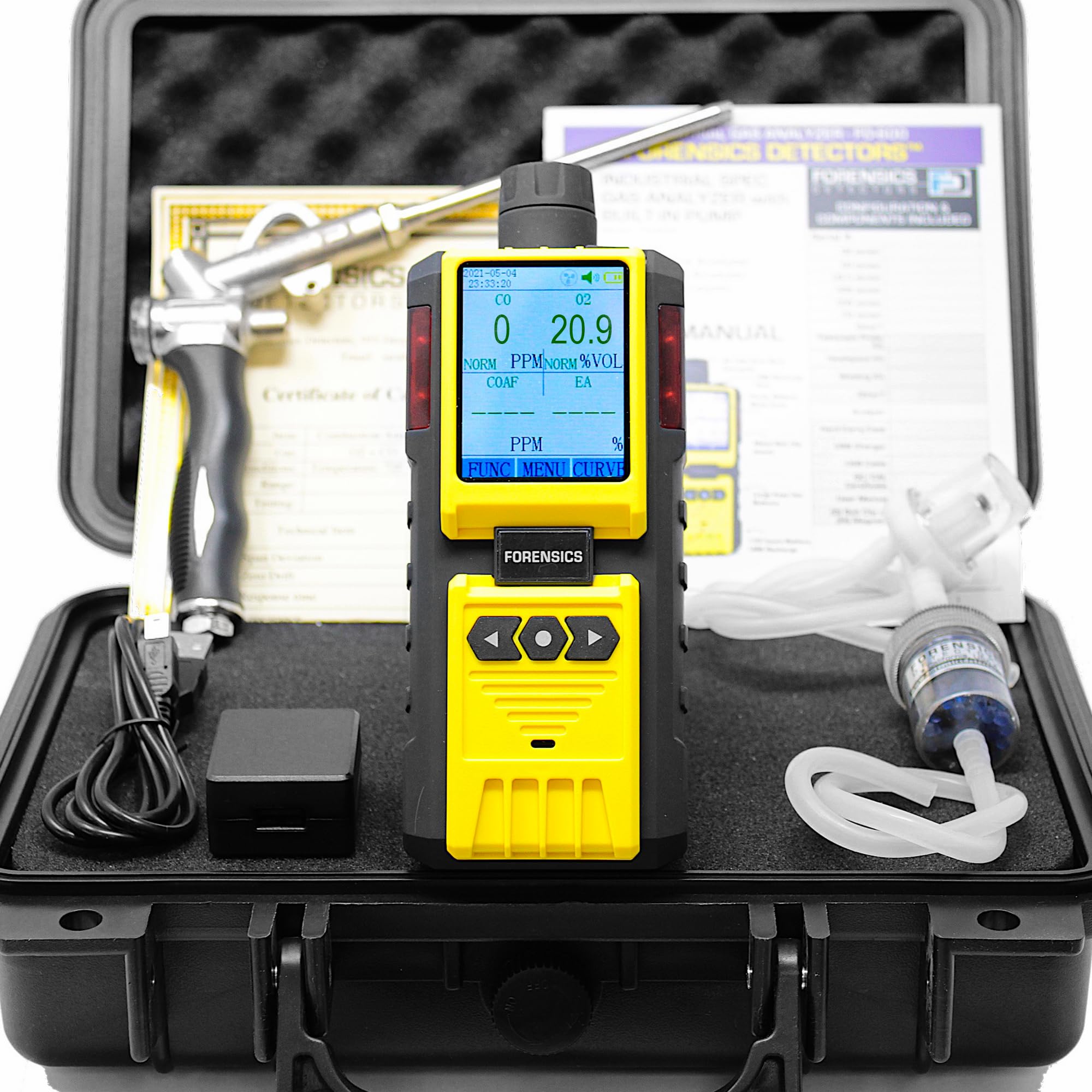 Analisi Professionale dei Gas di Scarico | Certificato di Calibrazione EU | HVAC, Combustione, Gas di Scarico Fumi | CO, O2, COAF & EA | Filtri e Sonda |
