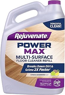 Rejuvenate PowerMax Multi-Surface Floor Cleaner, 128 Ounces, Breaks Down Dirt And Grime On Sealed Hardwood, Tile, Vinyl, Laminate To Deliver A Powerful, Deep Clean With Citrus And Cedarwood Scent