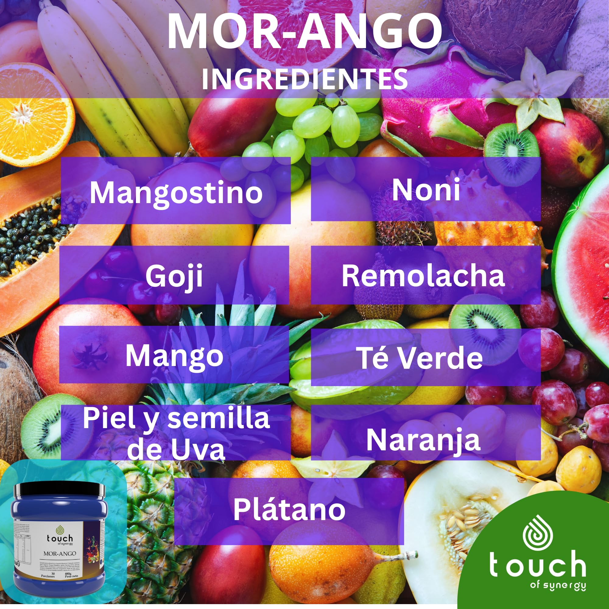 Mor-ango -Polvo 480 gramos - Extracto de Moringa y Mango Africano - Controla el Peso, Reduce el Colesterol y el Azúcar en Sangre