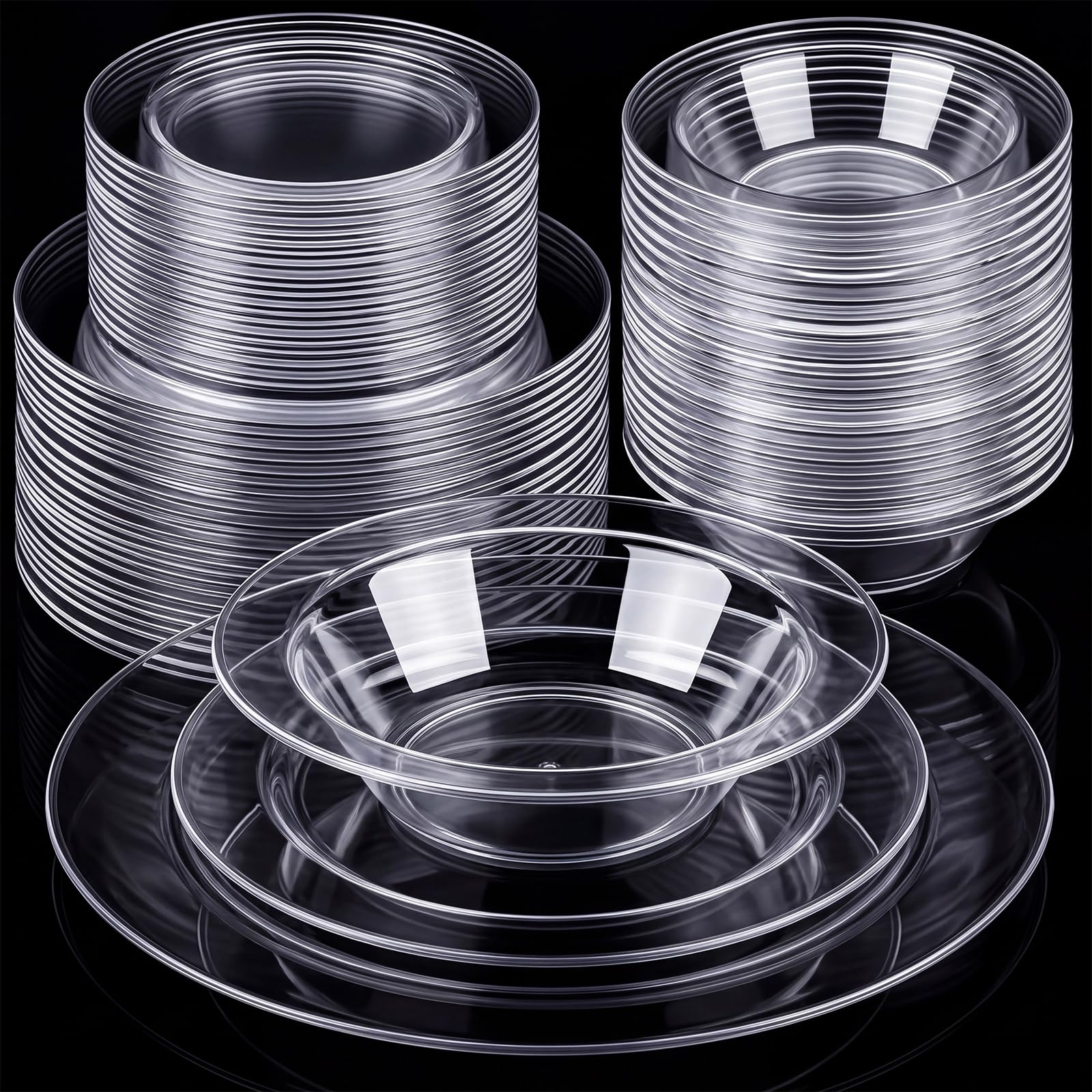 Havawish 150 Piece White & Gold Plates & Bowls -10