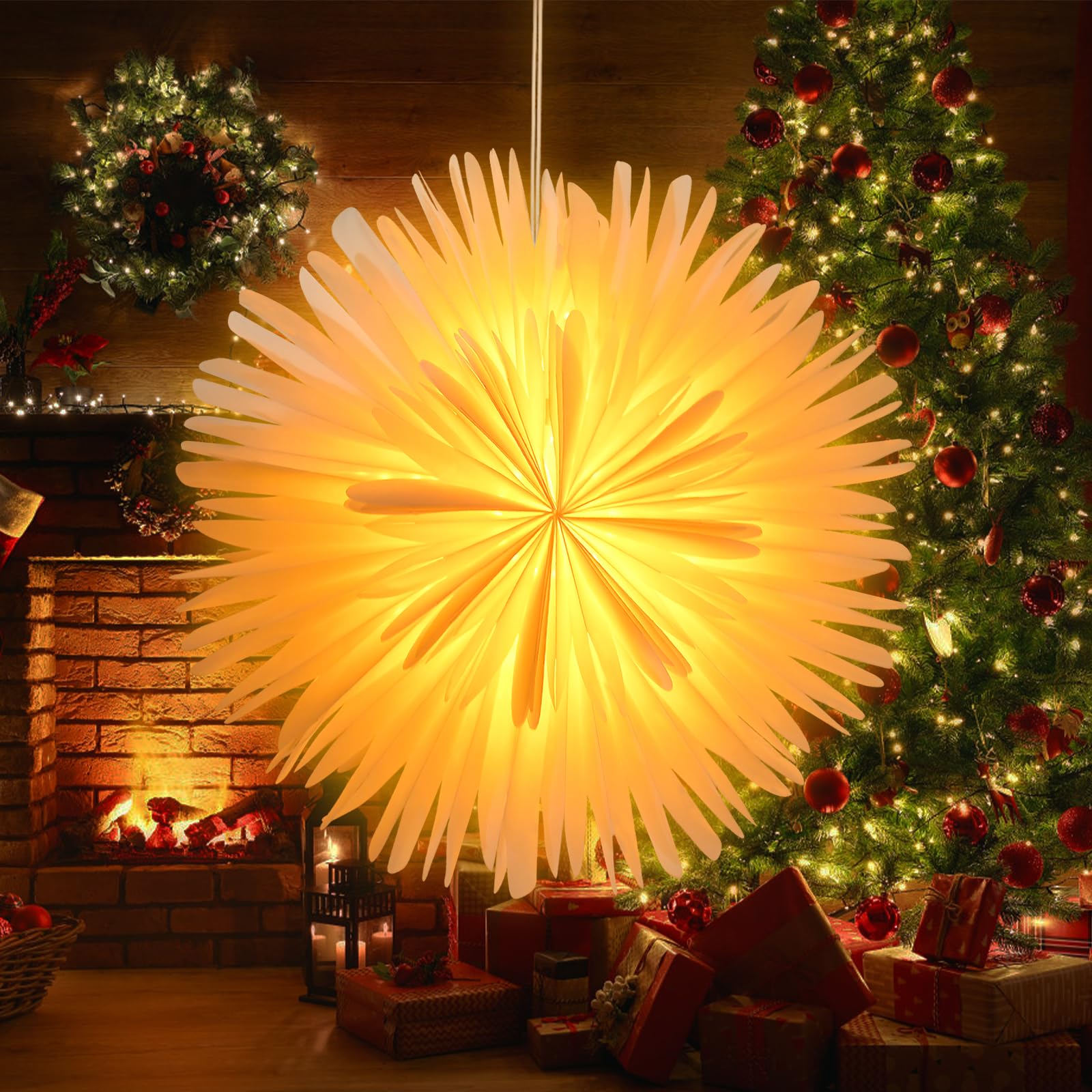 2 Stück Papierstern Lampenschirm 35cm - LED Weihnachtssterne Für Festdekoration