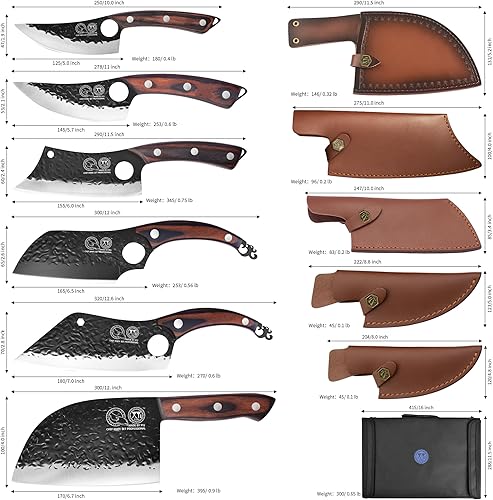 Miniatura 2 de XYJ Juego de cuchillos de cocina profesional con cuchillas forjadas de acero de alto carbono, cuchillo de chef, cuchilla, cuchillo de tallar,