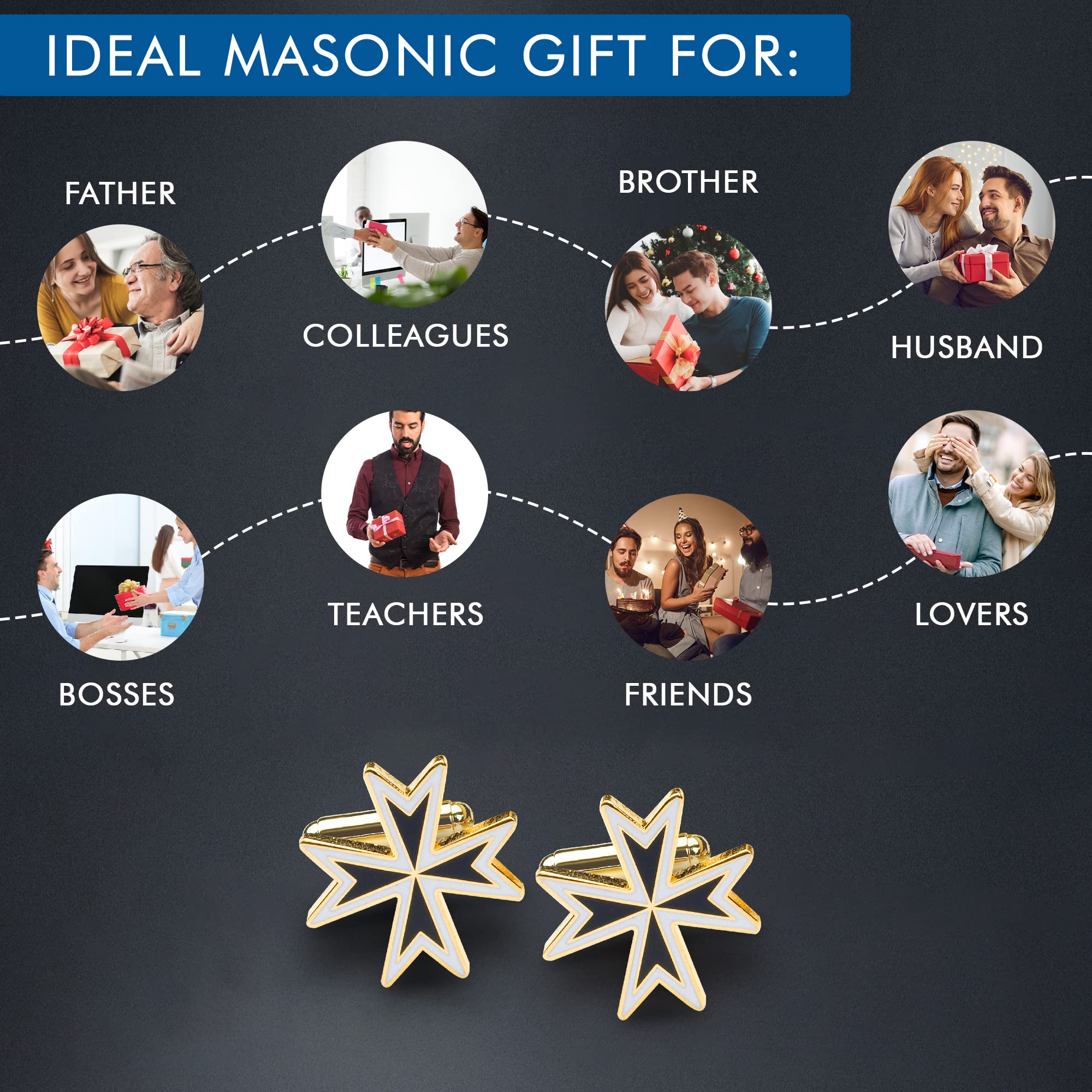 Masonic Maltese Cross Gemelli