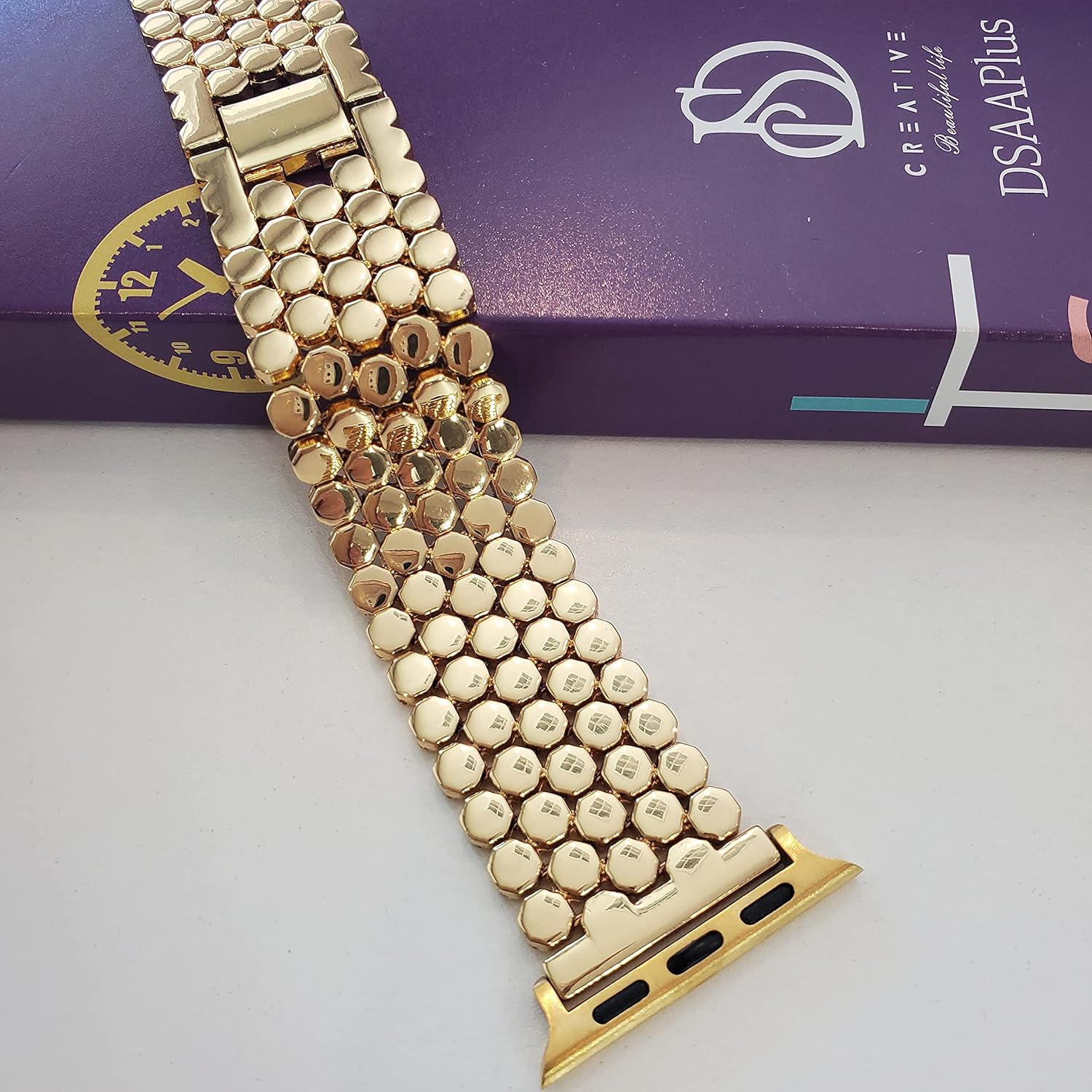 DSAAplus Gold Metal Bands Compatible With Apple Watch Band 38mm 40mm 41mm 42mm 44mm 45mm 46mm 49mm Stylish Chain Bracelet for iWatch Series 11 10 9 8 7 6 5 4 SE/Ultra 3 2 1