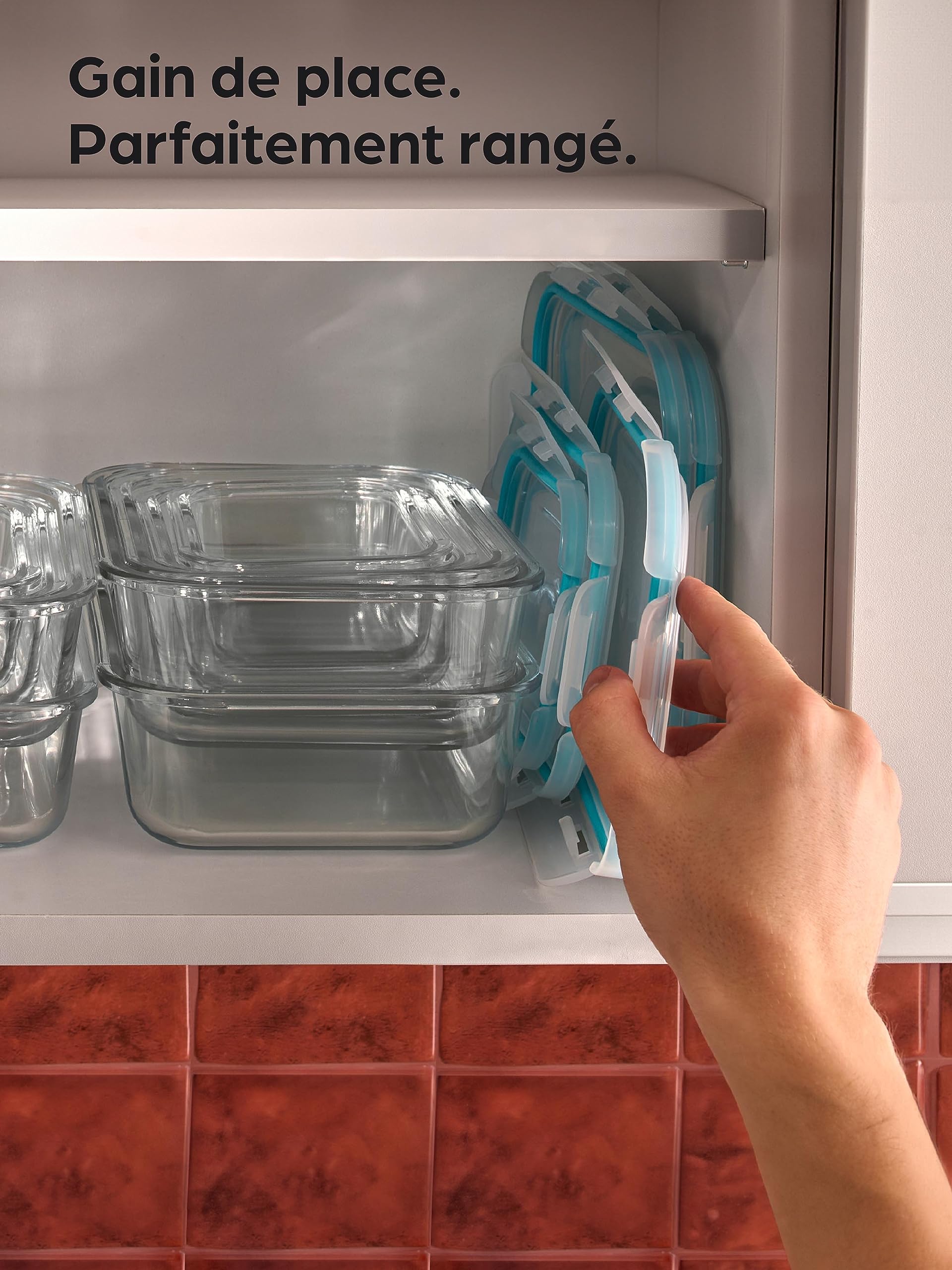 Praknu Boîte en Verre avec Couvercle - Conservation Alimentaire 1l - Lot de 4 - Hermétiques & Empilables - Sans BPA - Passe au Lave-vaisselle, Congélateur & Micro-ondes