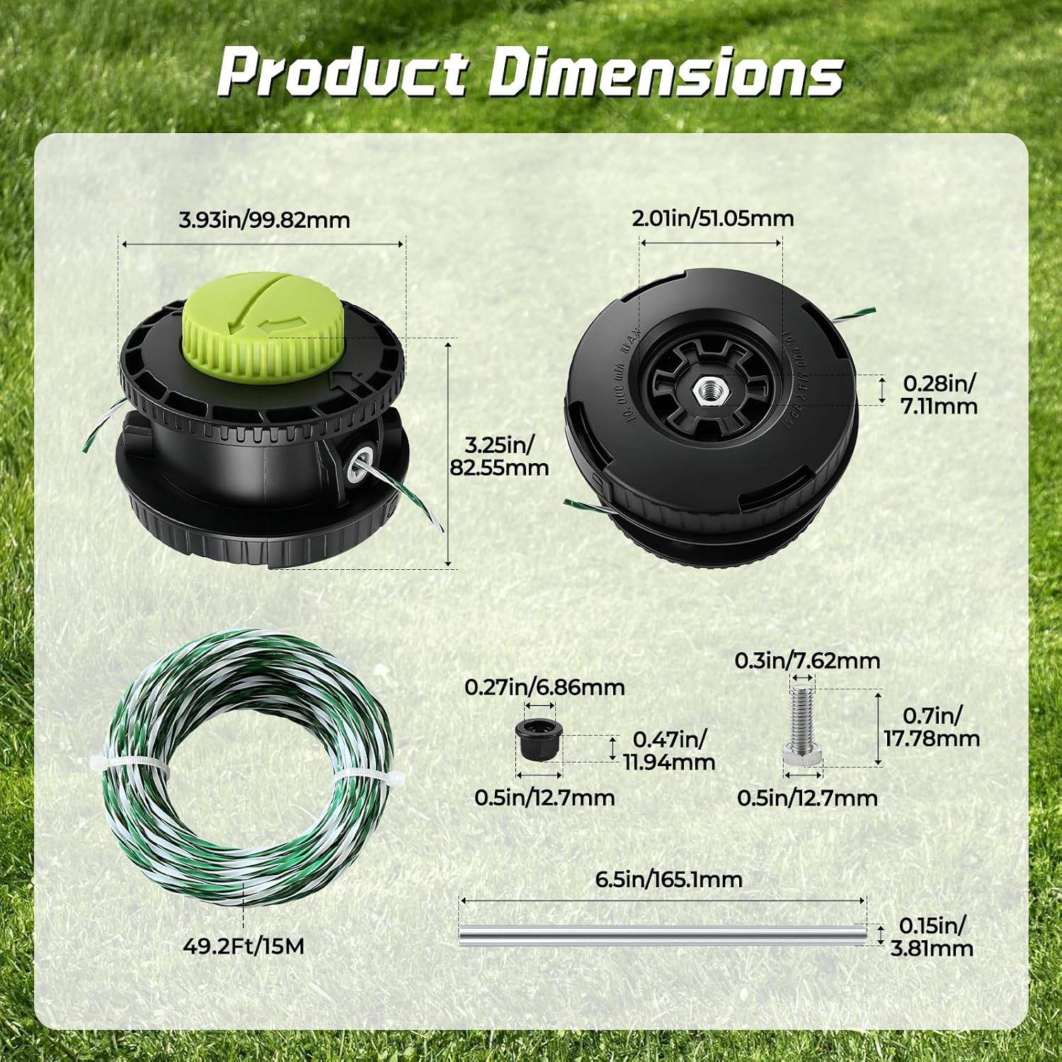 314608005 Trimmer Head Replacement with 50ft (15m) Premium Twisted Line, Reel Easy+ Bump Feed Head Fit for Ryobi 40V Straight Shaft String Trimmer RY15526 RY15527 RY15529, Low-Noise Aerodynamic Design image 4