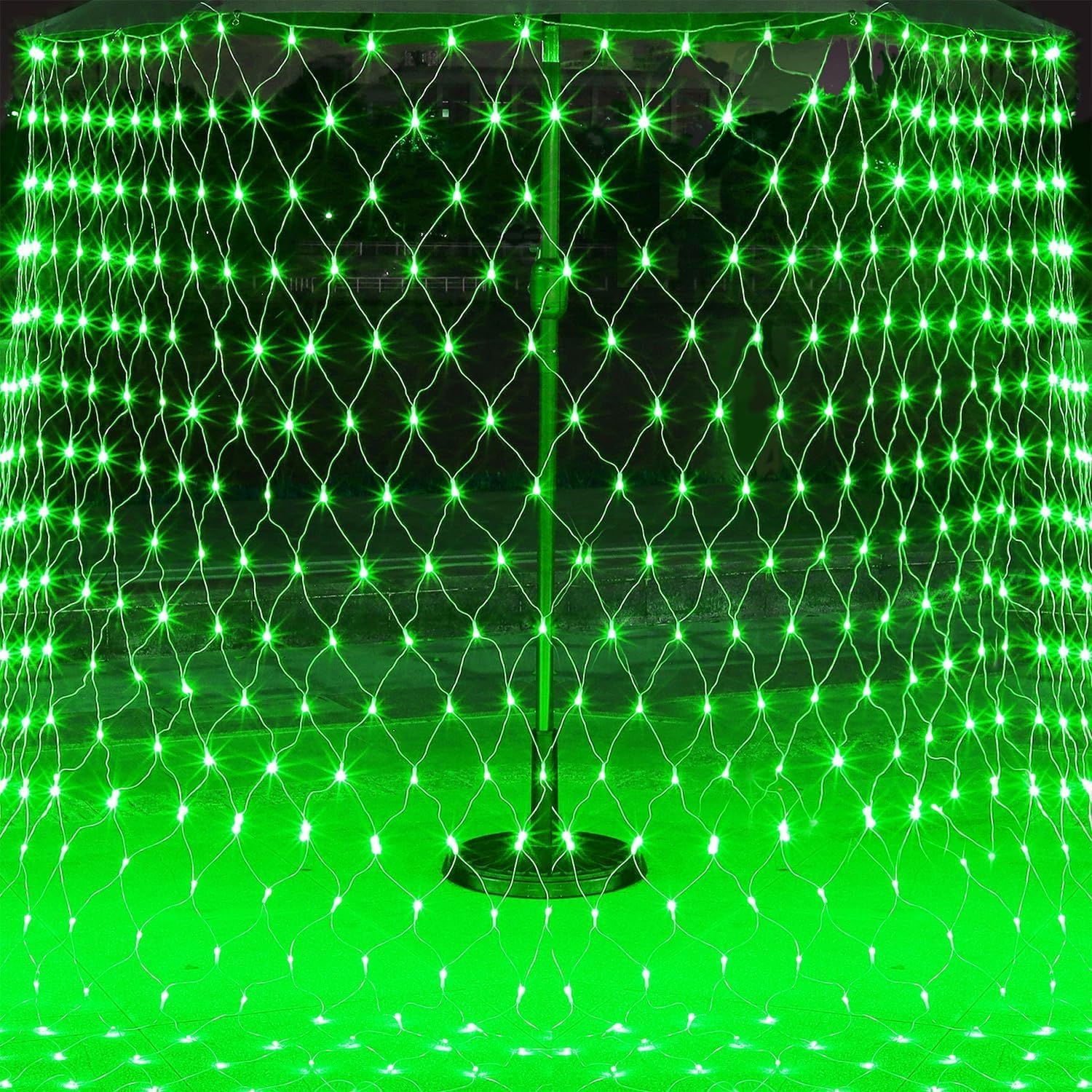Lichternetz Außen Batteriebetrieben 6x4M 672LED Garden Net Lichter 8 Modi Dekoration Beleuchtung Wasserdicht Netz Lichtervorhang für Halloween Weihnachten Hochzeit Party (Grün)