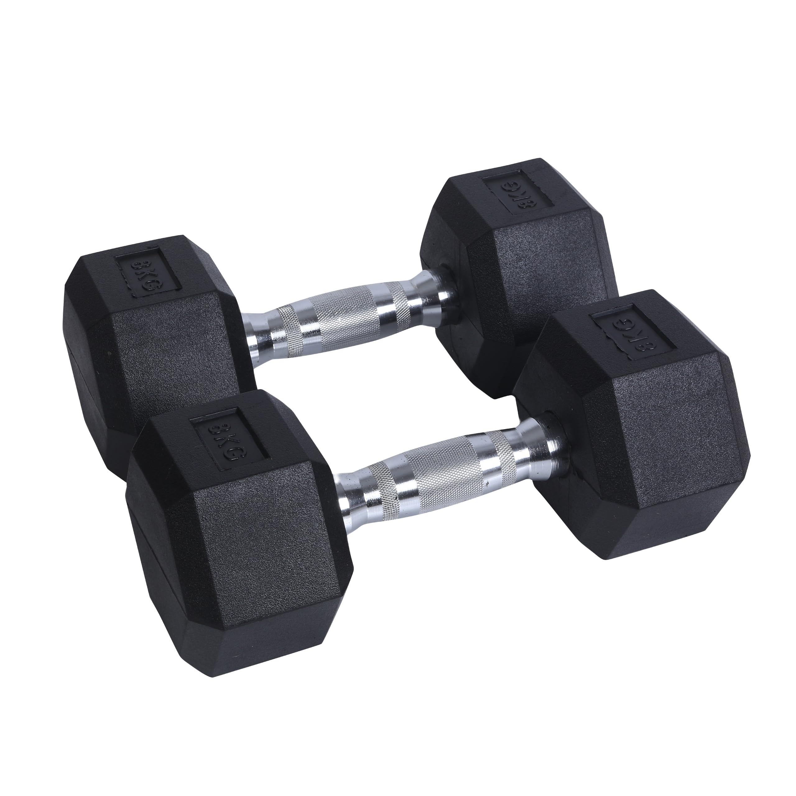 Endless Para 8 kg (2 x 17,6 lB) Hexagon Rubber Coated Hantle | kolor czarny | Materiał: żelazo i guma | idealny do kulturystyki, fitnessu, podnoszenia wagi i treningu w domu lub siłowni