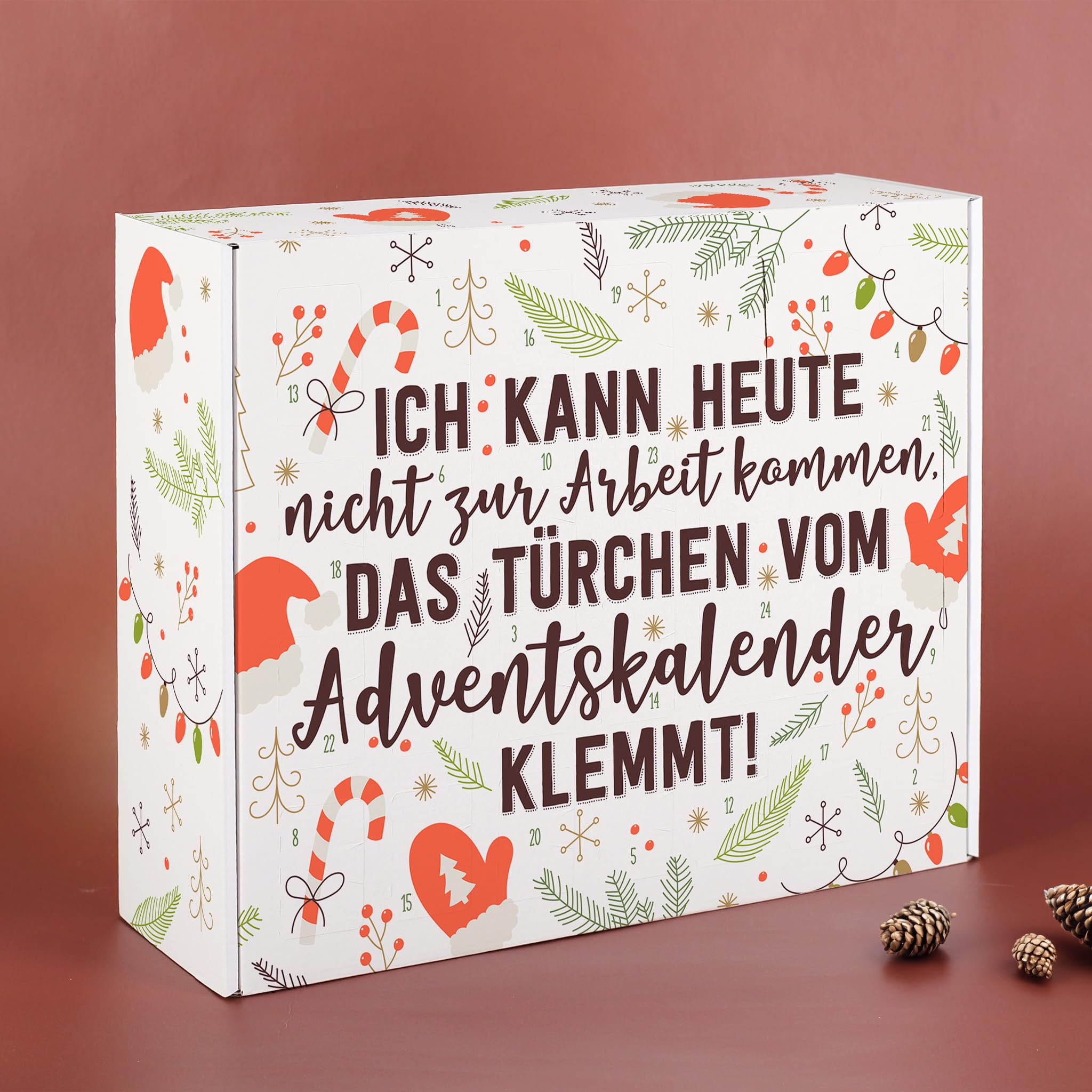 DIY Adventskalender „HO HO HO“ – Zum Selbstbefüllen, Mit 3 Fotos Personalisierbar | 24 Türchen, Inkl. Aufbauanleitung