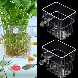 ARREBOL 2 Pack Clear Top Hanging Aquarium Plant Holders - Fits 0.8in Tank Edges, Promotes Healthy Growth