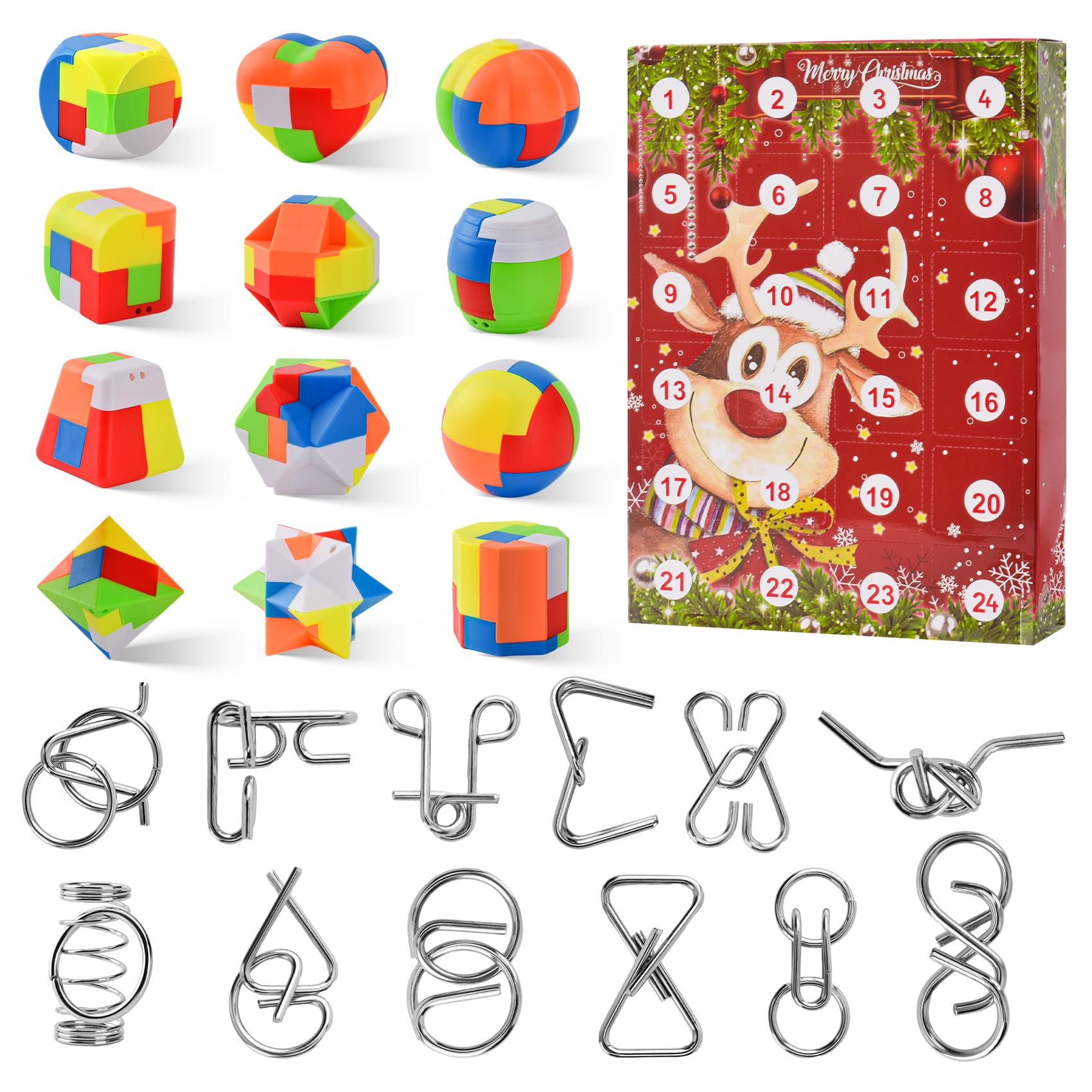 Avvento 2025, Calendario di Natale con 24 Pezzi di Puzzle