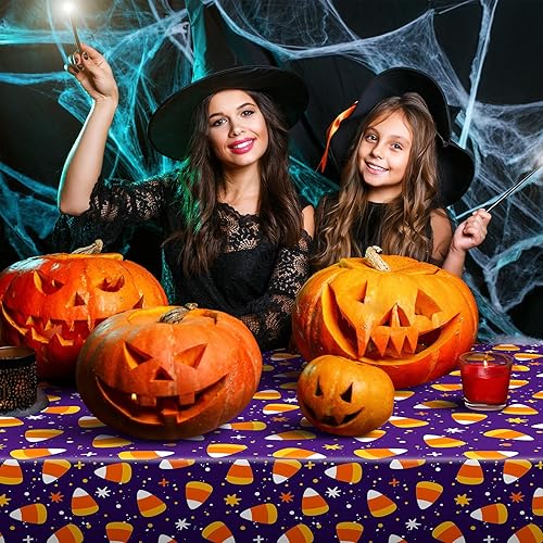 Miniatura 7 de Paquete de 3 manteles desechables de Halloween para fiesta, de 54 x 108 pulgadas, de plástico, impermeable, para decoración de cumpleaños,