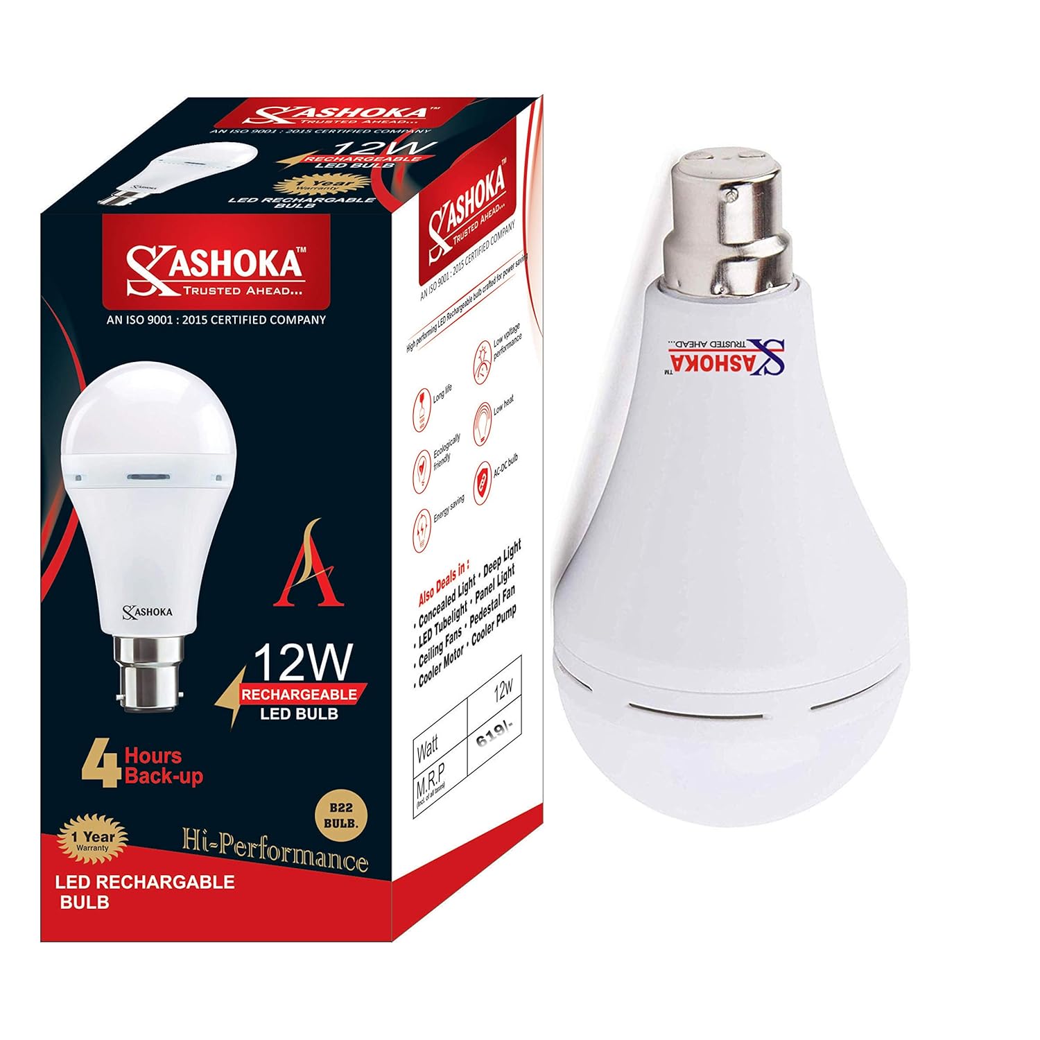 Buy Ashoka Rechargeable LED Bulb Pack of 1 Inverter Bulb AC DC Bulb Emergency LED Bulb