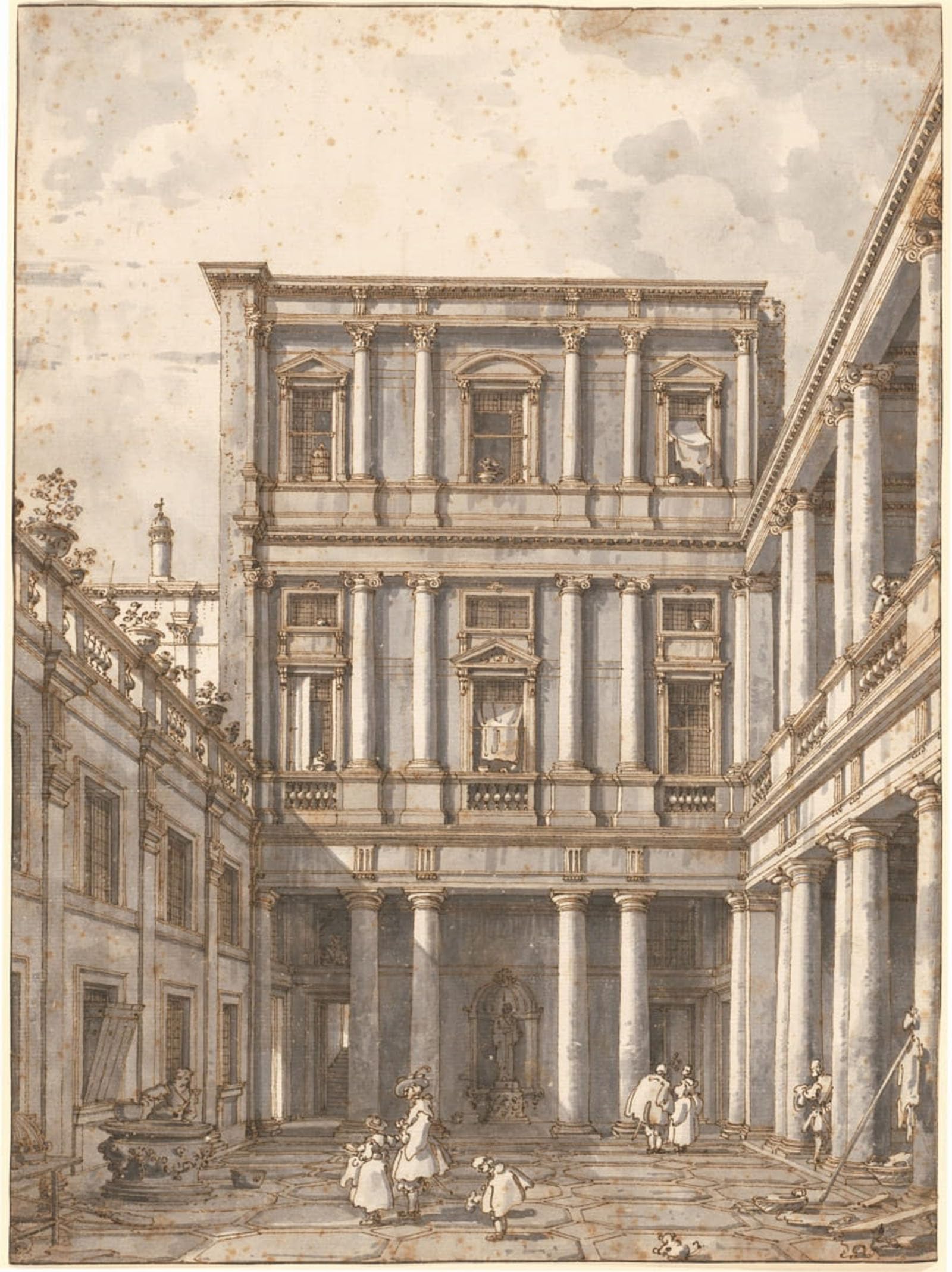 SERENDIPITP Vintage Wall Art Canvas Nordic Poster Canvas Print Picture a Venetian Courtyard in the Procuratie Nuove by Canaletto Wall Art Poster for Home Decor 60x90cm