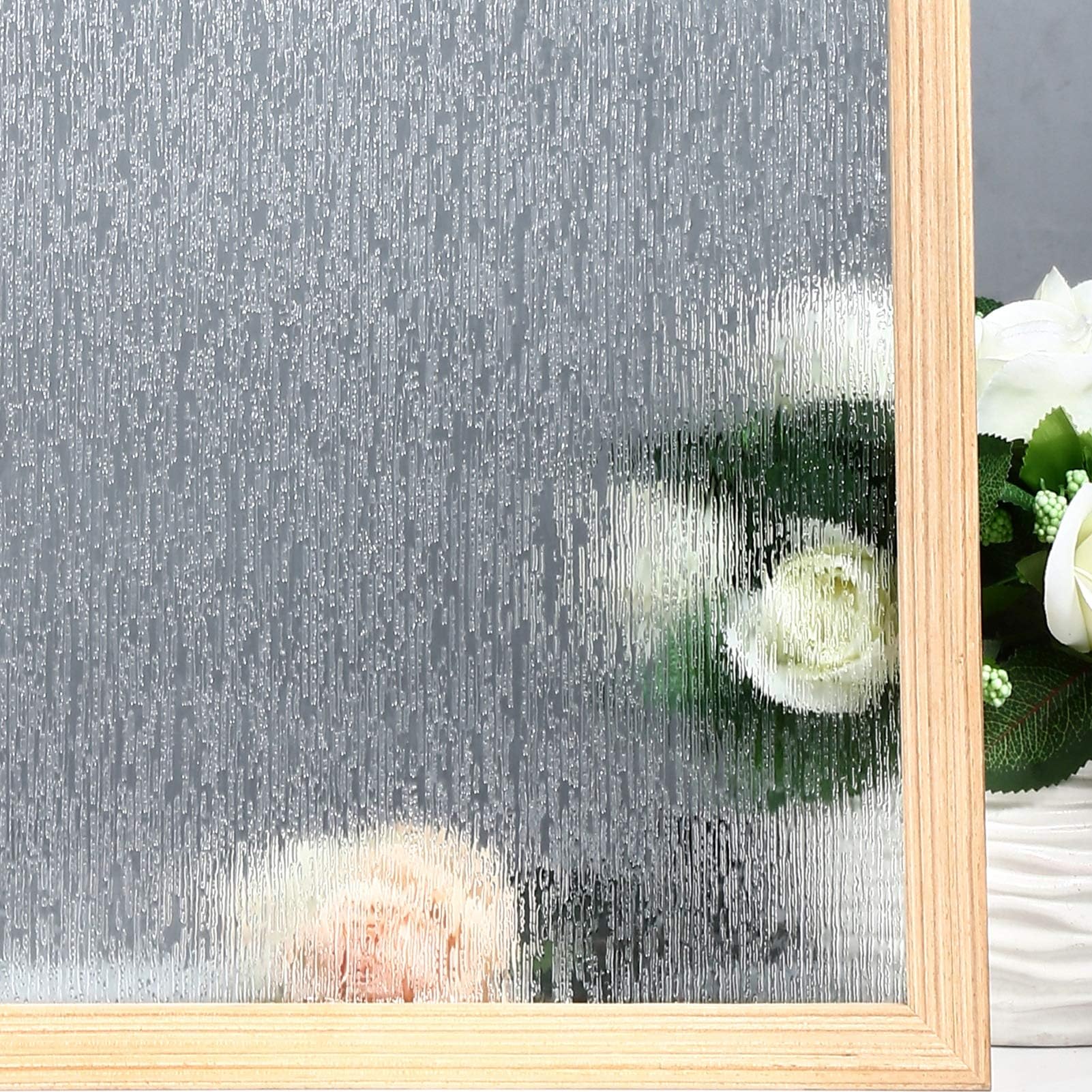 VELIMAX Rain Glass Window Film Privacy Static Window Clings Decorative Glass Sticker for Home Office Removable UV Protection Heat Control 29.5 x 235 inches