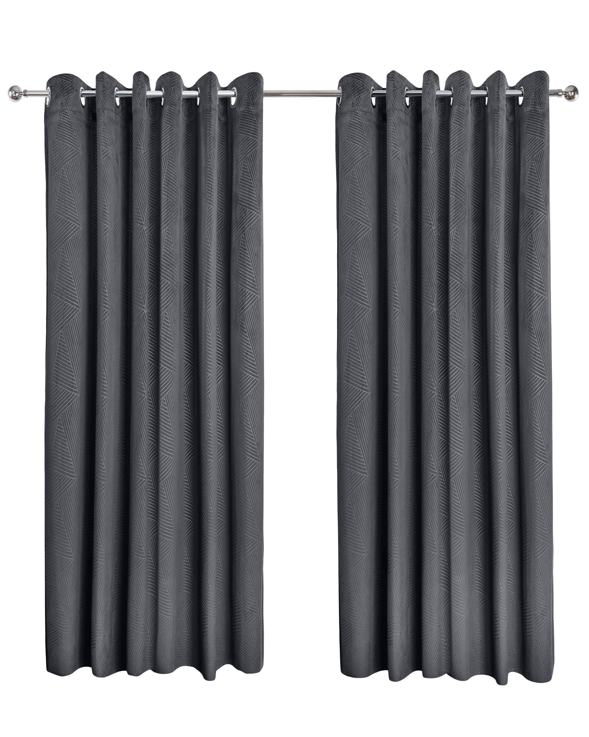 Emma Barclay  Grey Blackout Curtains Thermal Velvet Eyelet Midnight in Size 66x72 Inch, Sports Direct
