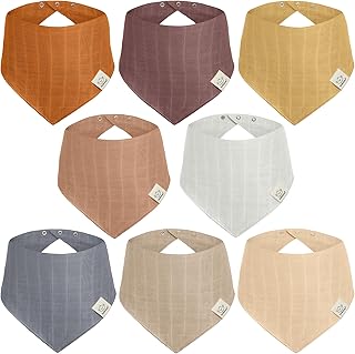 8-Pack Muslin Bibs, Baby Bibs for Boys, Girls - Bandana Bibs, Muslin Baby Bibs, Baby Girl Bibs, Baby Boy Bibs