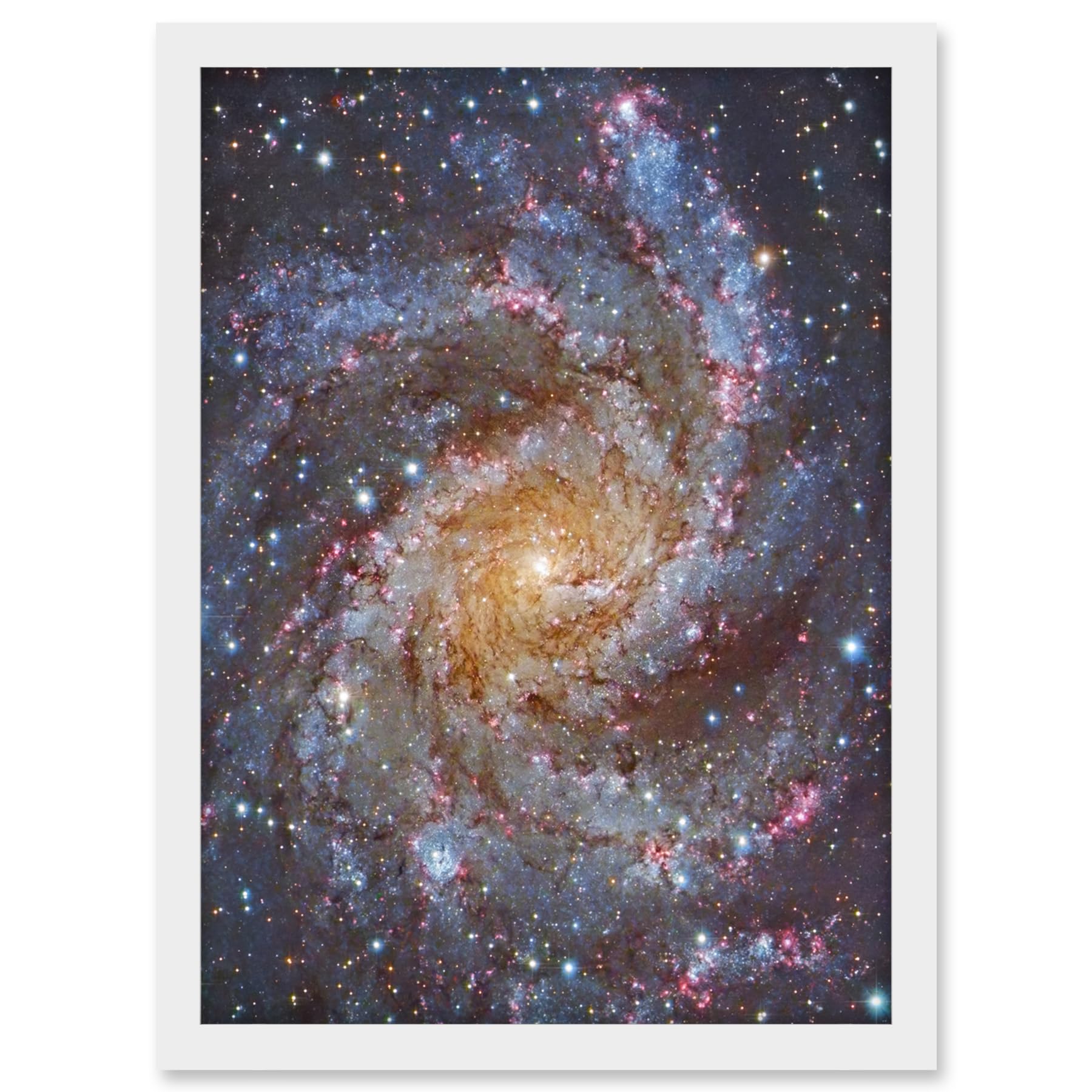 Artery8 Hubble Space Telescope Image NGC 6946 Supernova Fireworks Galaxy Subaru And Red Eclipse Star Cluster Hodge's Complex Artwork Framed A3 Wall Art Print