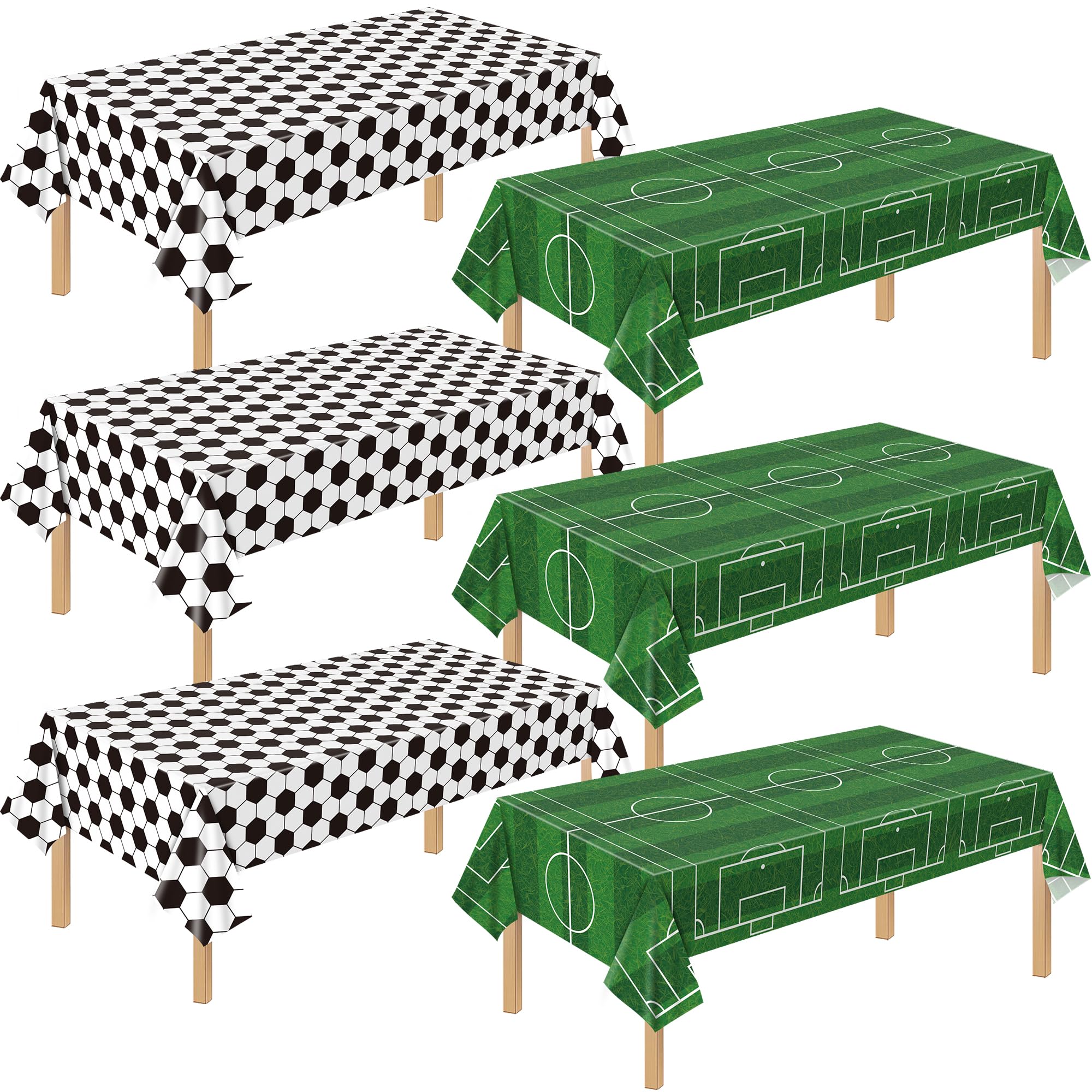 SawowkuyaSoccer Party Decorations - 6pcs Plastic Tablecloth for Soccer Theme Party Supplies