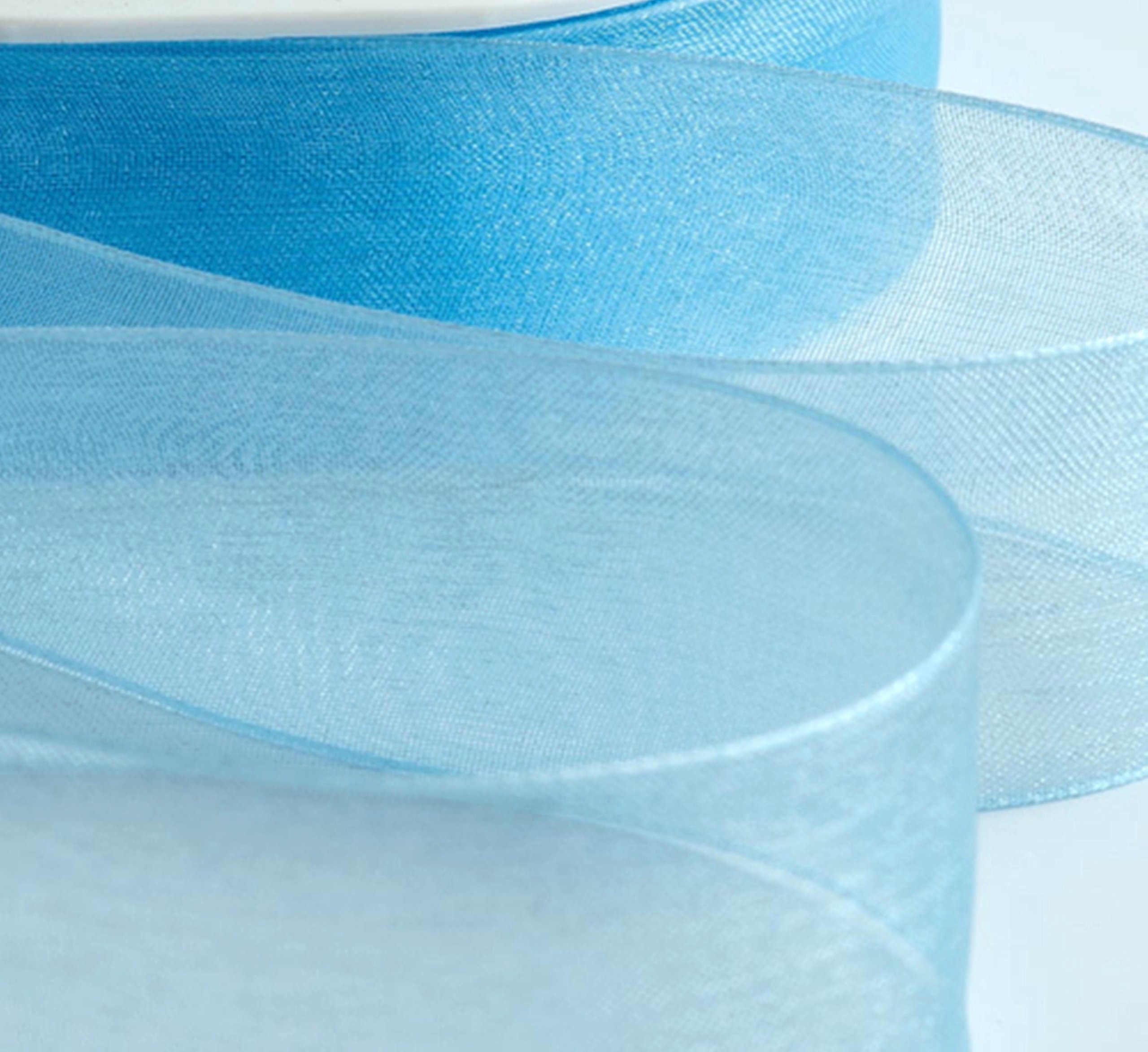 Light Blue Organza Ribbon 15mm (5/8 Inch) – Sheer Craft Ribbon for Gift Wrapping, Bows, Wedding Decor, Party Decorations, DIY Christmas, Crafts – 50 Yards