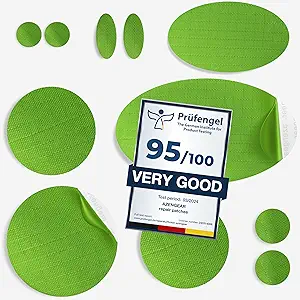 aZengear Repair Patches for Jackets, Tent, Shoe Toe, Air Mattress, Inflatables, PVC Gear - Waterproof, Self-Adhesive, Tear-Cold-Heat-Resistant, Down Puffer Coat (11 Pcs, Neon Green)