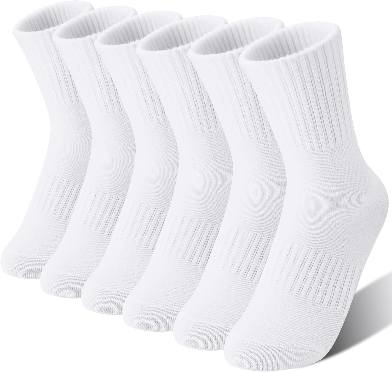 MOGGEI Boys Kids Girls Athletic Socks Basketball Sport Youth Crew Cotton Breathable Outdoor Socks 6 Pairs