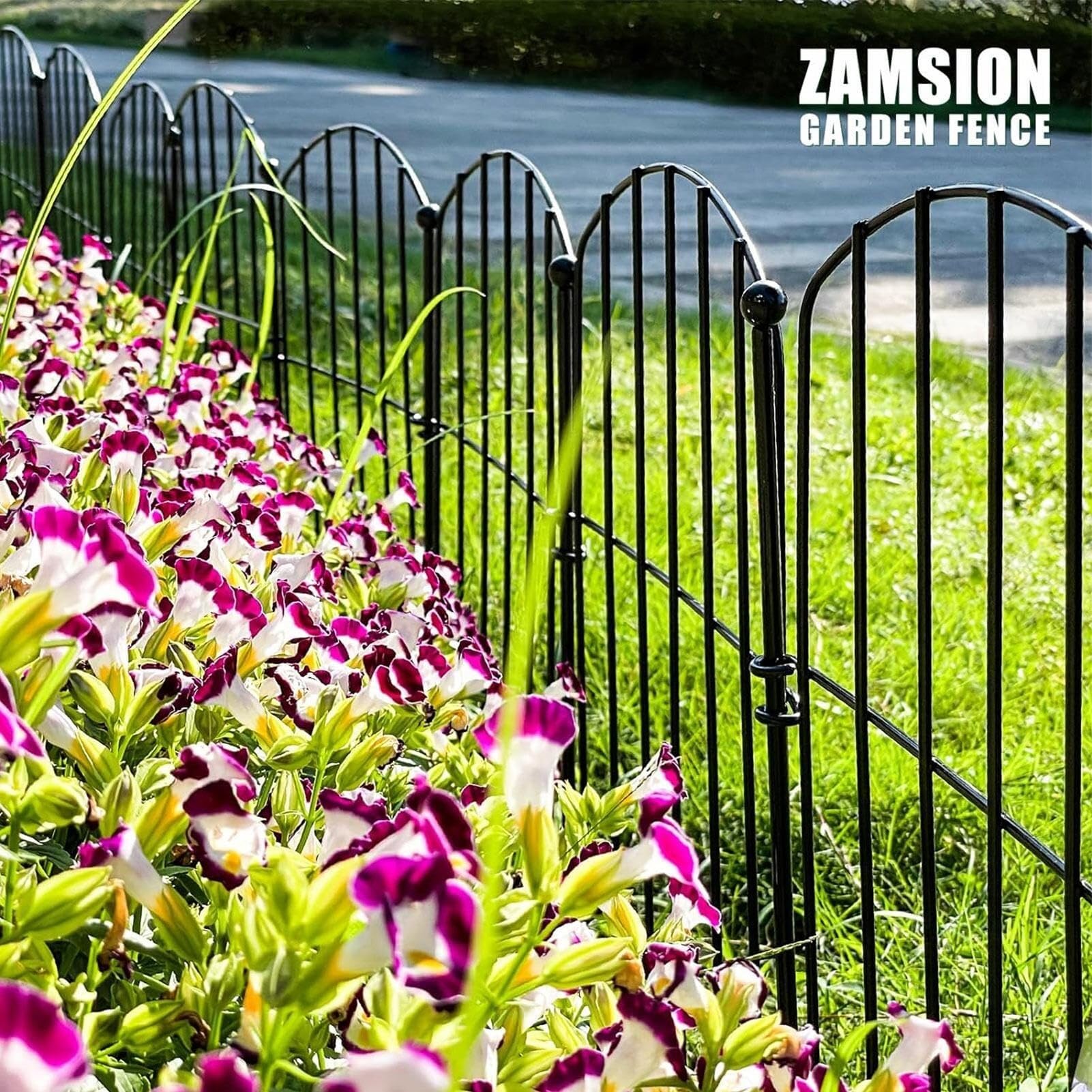 Dekorativer Gartenzaun 53,3 Cm X 10,25 M – Quadratisch, Rostfreie Metallspieße, Kein Graben Nötig